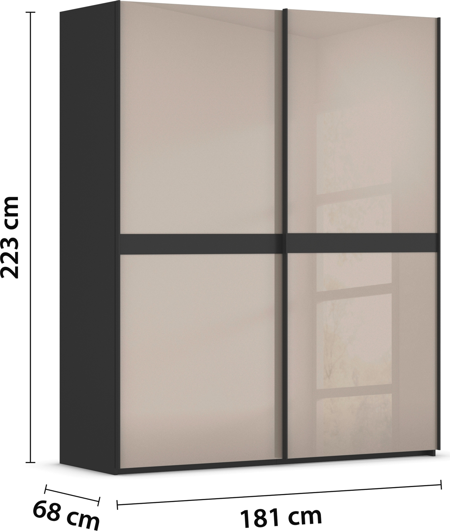 rauch Schwebetürenschrank »Kleiderschrank Schrank Garderobe Schlafzimmerschrank SCALE-LINE«, edle Optik mit Bauchbinde in Korpusfarbe mit Glasfront MADE IN GERMANY