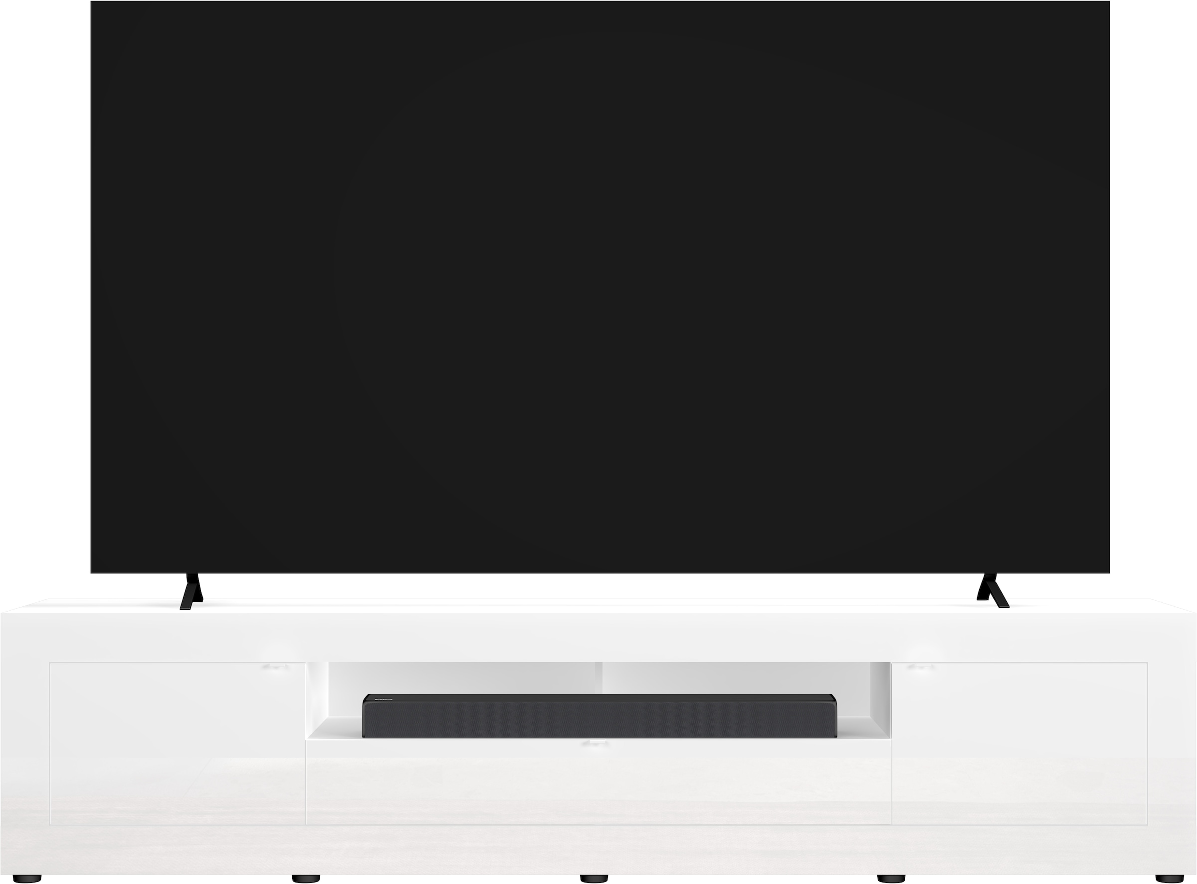Home affaire Lowboard »Basic, 245 cm breit, 47 cm tief, 2 Türen, 1 Schubkasten, Medienboard« Modernes Lowboard für bis zu 98-Zoll-TV – perfekt für die WM