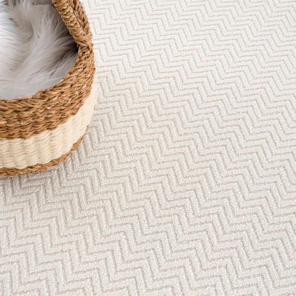 Carpet City Teppich »Friseé-Teppich FANCY805«, rechteckig, 12 mm Höhe, Läufer, Kurzflor, Einfarbig, 3D-Optik, Zickzack Look, Wohnzimmer