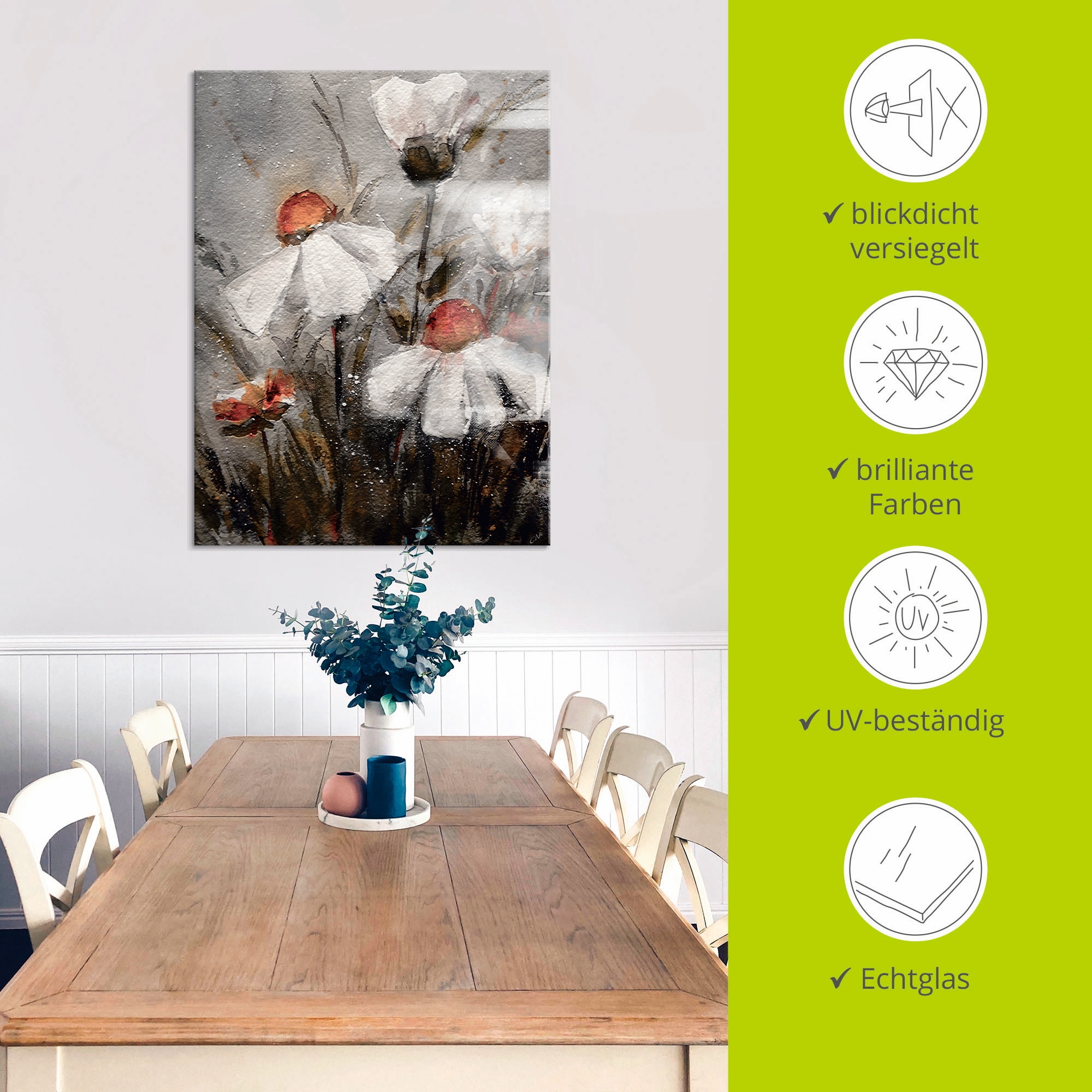 Artland Glasbild »Margeriten I« Blumen 1 Stk. tlg. in verschiedenen Größen