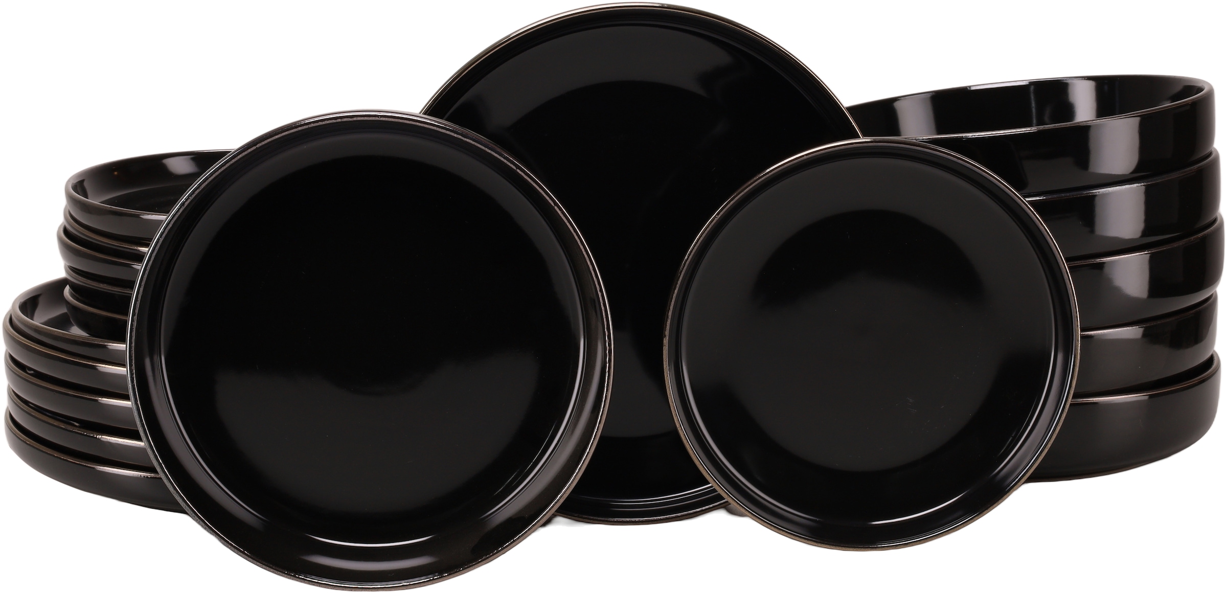 CreaTable Teller-Set »Nordic Festive, Service 18-tlg.« Teller Set, Minimalistisches Design, Dezente goldene Akzente