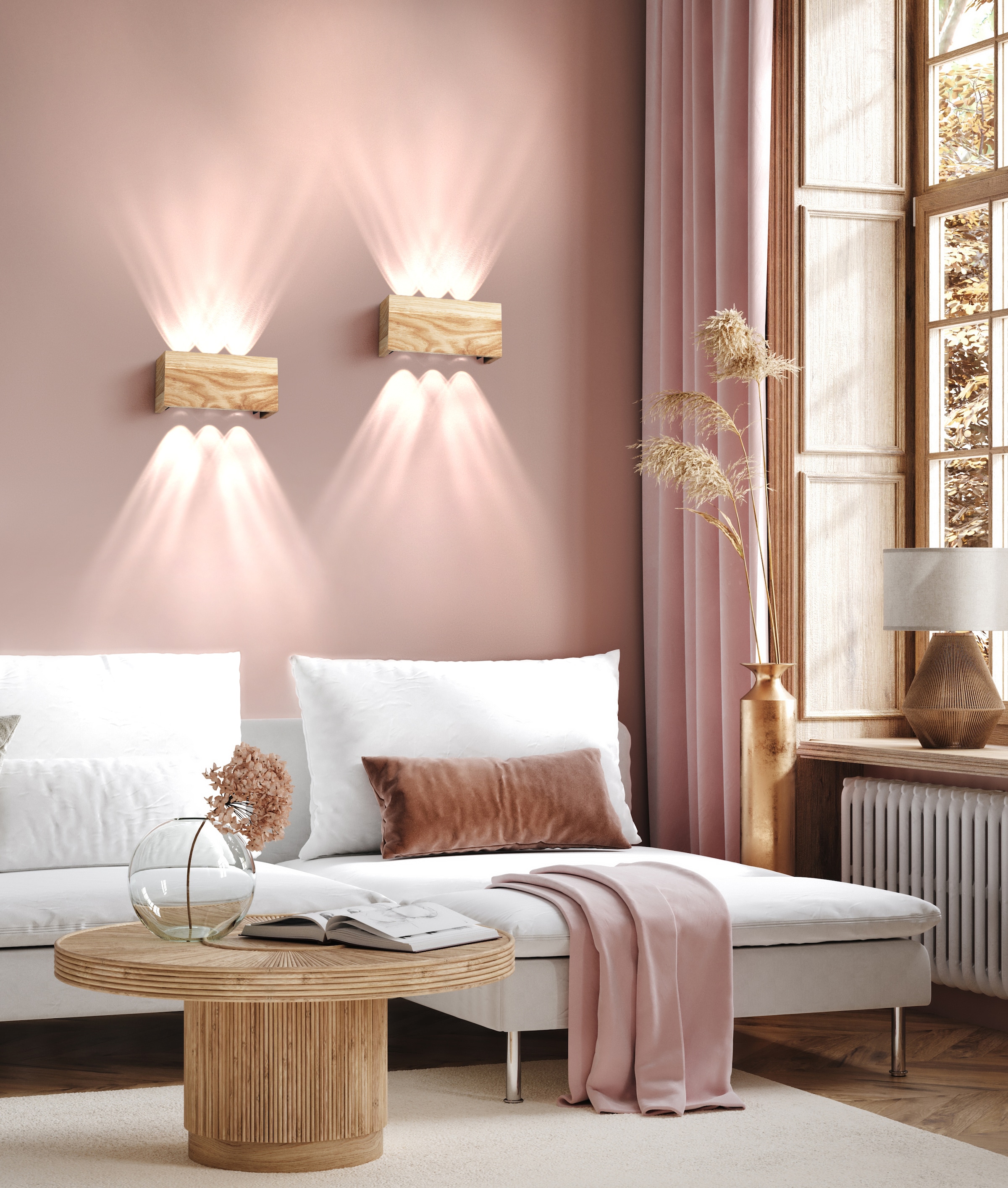 FISCHER & HONSEL LED Wandleuchte »SHINE-WOOD«, 6 flammig, Leuchtmittel LED-Modul | LED wechselbar, Made in Germany, langlebige LED