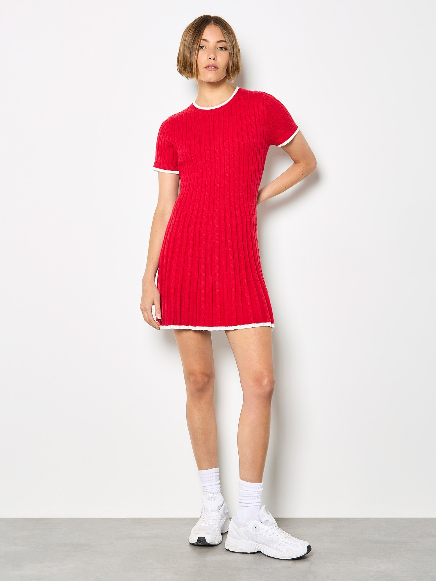Apricot Strickkleid »Skater-Minikleid« mit Zopfmuster