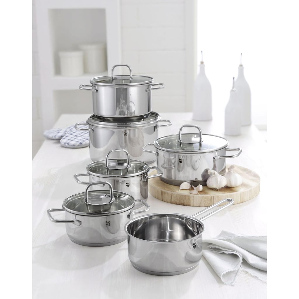 WMF Topf-Set »Inspiration«, Cromargan® Edelstahl Rostfrei 18/10, (Set, 11 tlg., 1 Bratentopf Ø 16/20cm, 1 Fleischtopf Ø 16/20/24cm, 1 Stieltopf Ø 16cm), Induktion