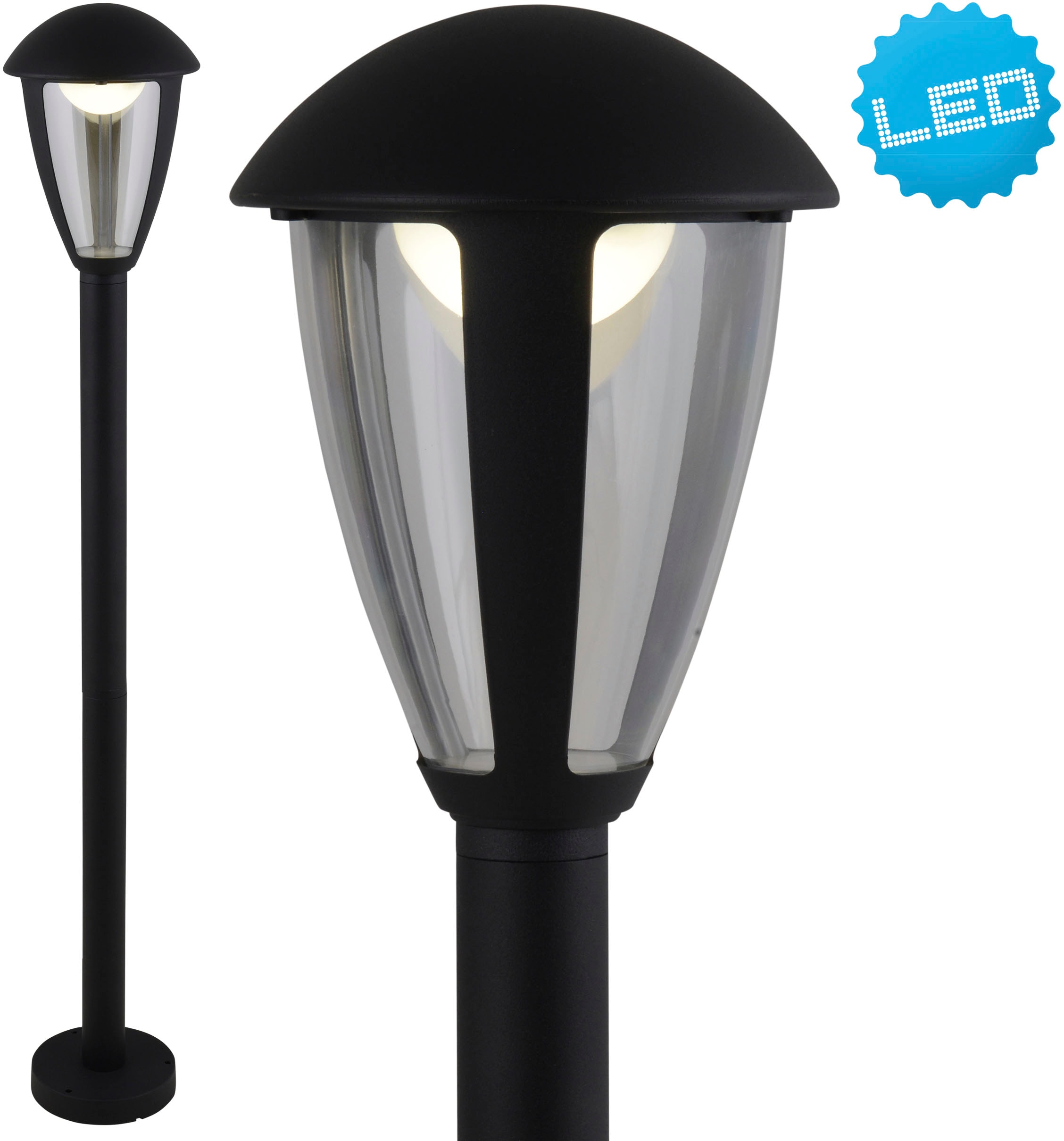 näve LED Außen-Stehlampe »Clint«, 1 flammig-flammig, Aluminium schwarz Kunststoff klar incl. 14x LED IP44 Höhe 100cm