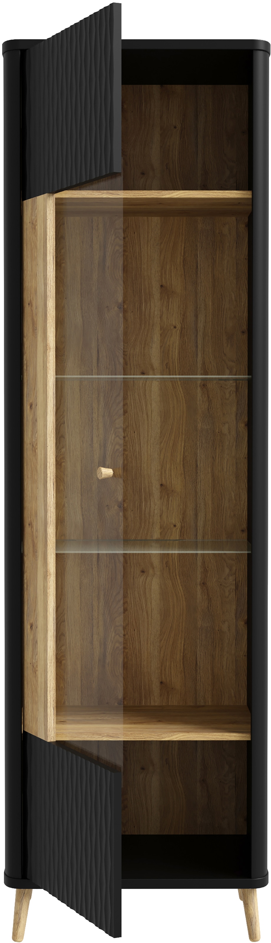 FORTE Vitrine »Fixsmile«, moderne Vitrine mit Glastüre, Oberfläche strukturiet, Soft Close