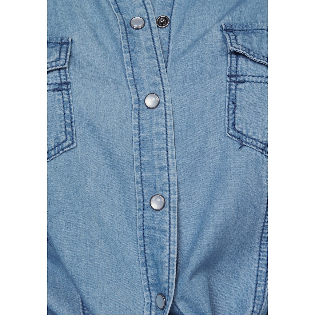 Arizona Jeansbluse »mit Druckknöpfen in Perlmuttoptik«