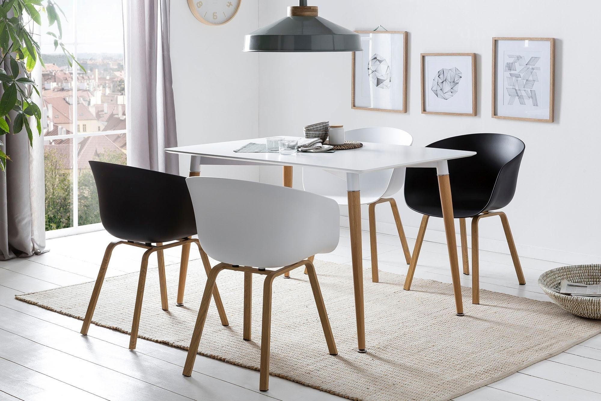 SalesFever Schalenstuhl »Lund Designer Schalenstuhl-Set«, (Set), 2 St., Zweier-Set: Metallbeine mit edler Holzoptik