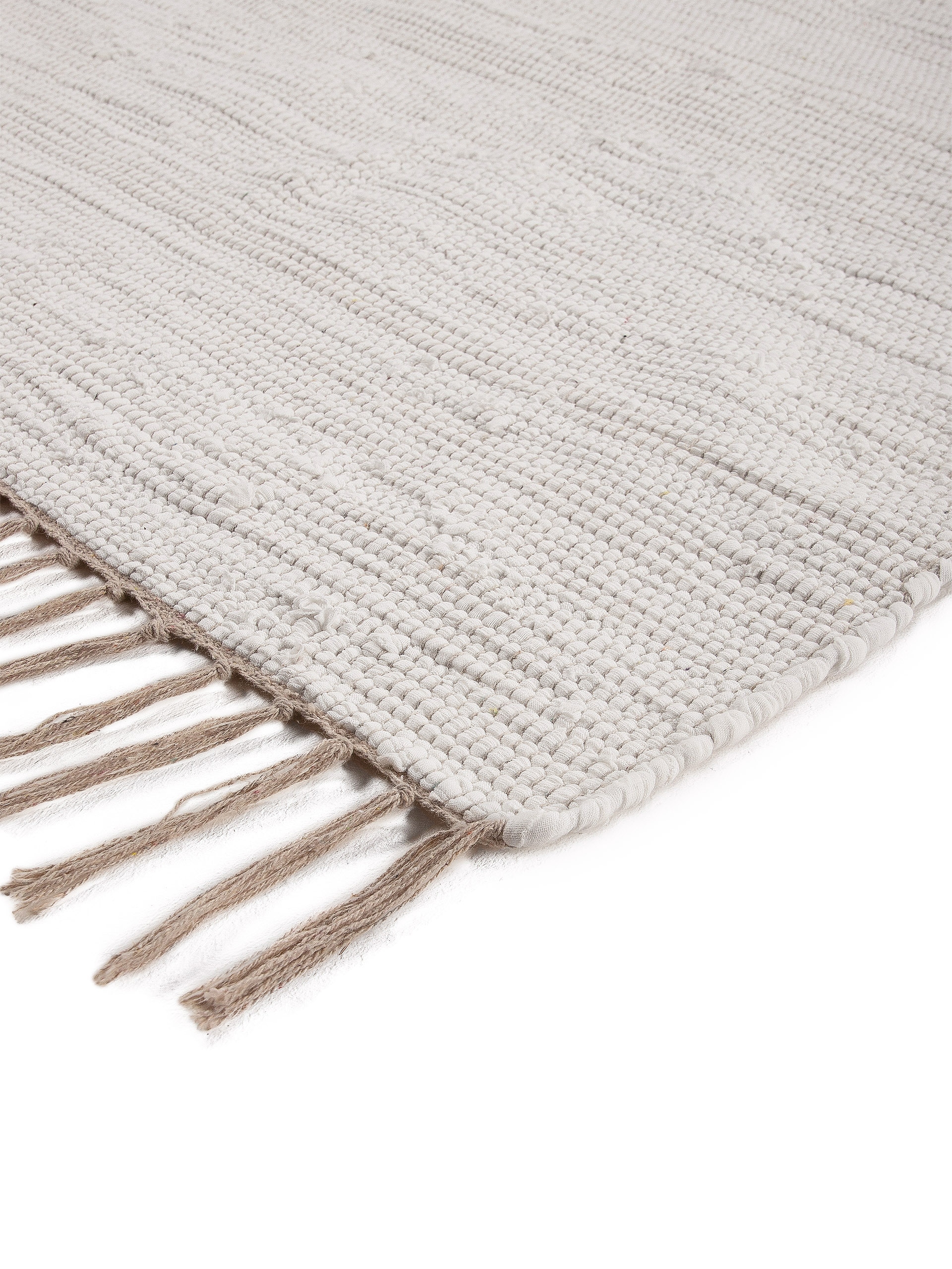 carpetfine Teppich »Kelim Chindi uni, auch als Läufer«, rechteckig, 5 mm Höhe, Wendeteppich, reine Baumwolle, handgewebt, Uni-Farben, mit Fransen