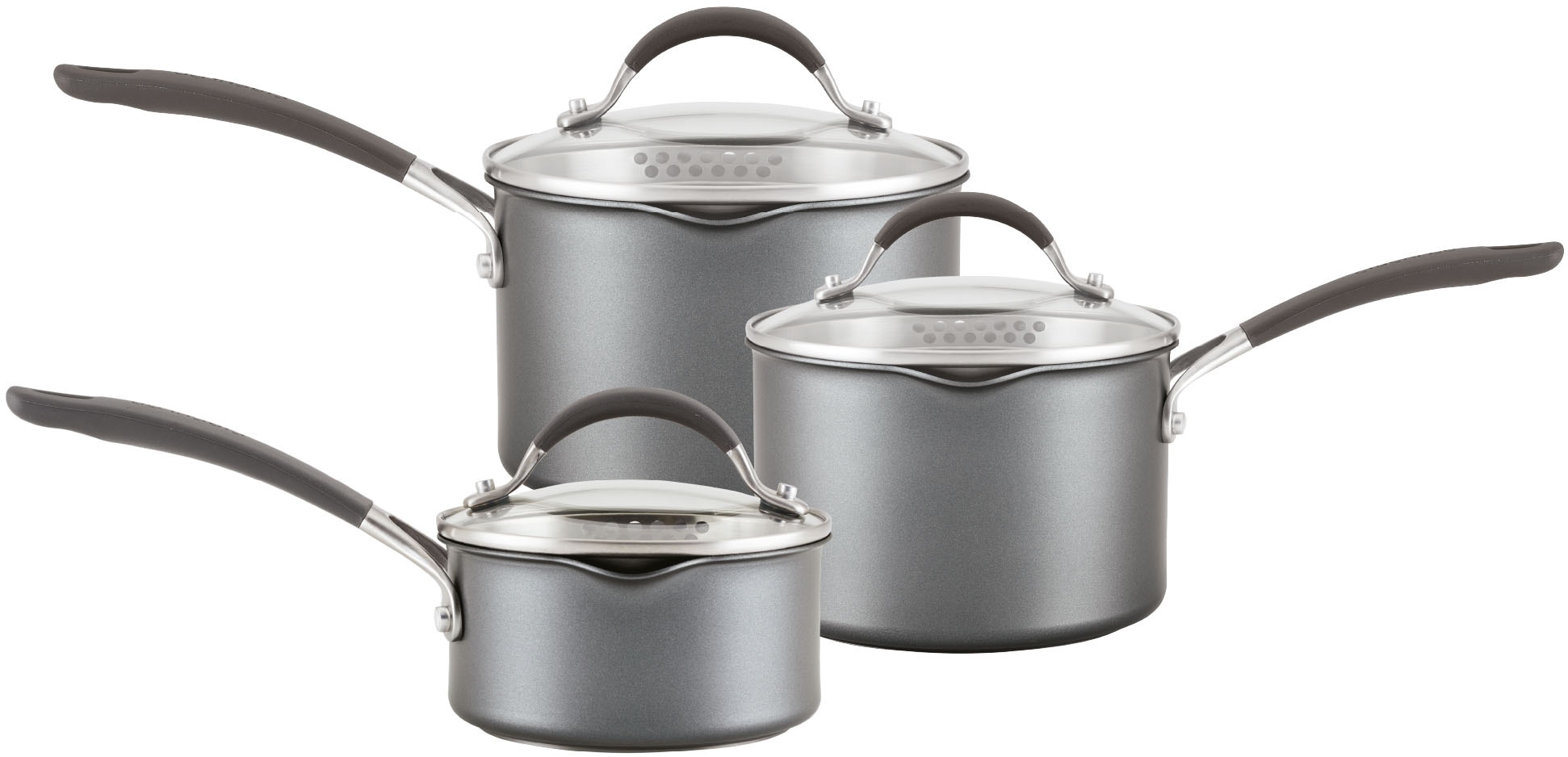 Circulon ScratchDefense Extreme Non Stick Saucepan & Lid Set 3 Piece in Grey