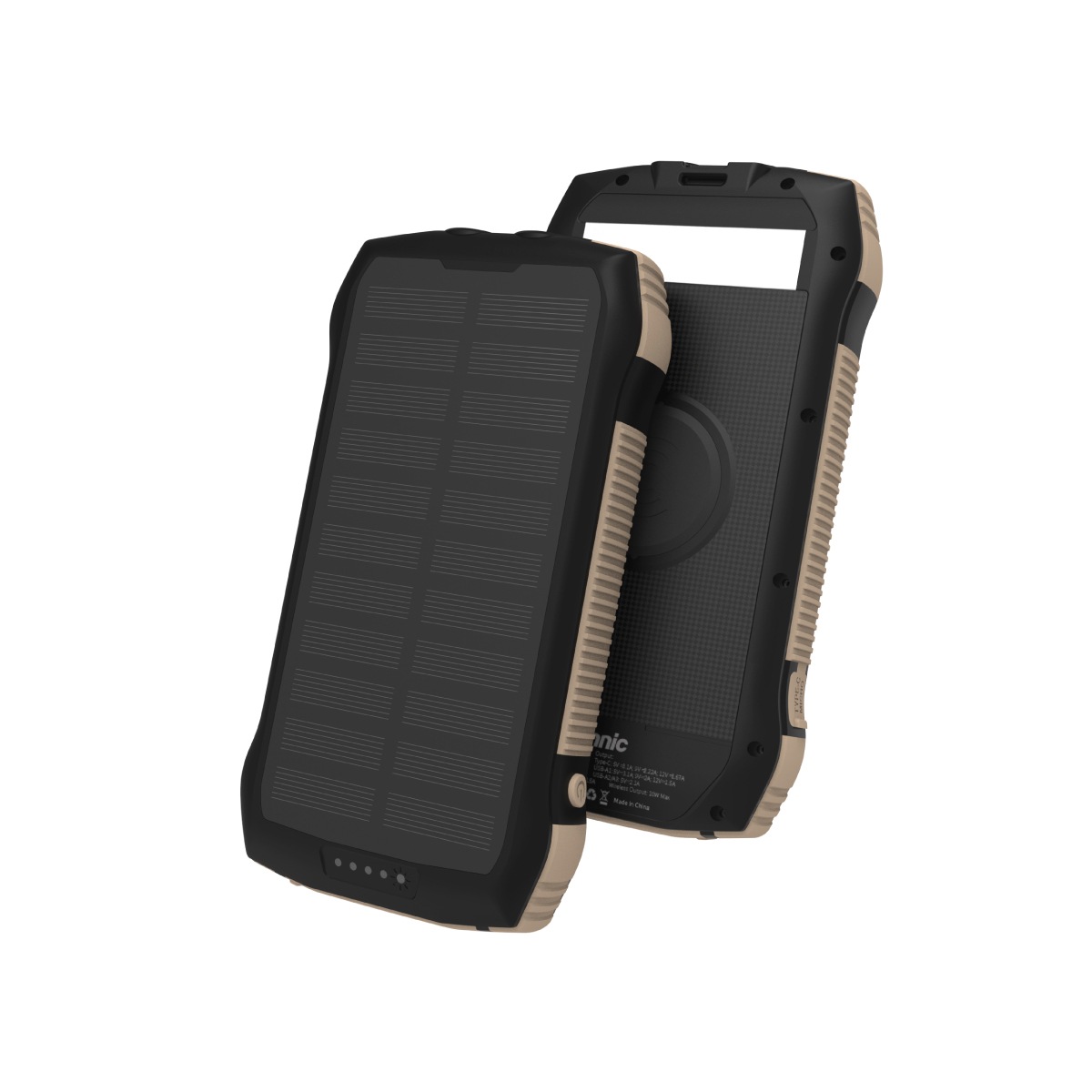 Vinnic Powerbank »SACA PEAK Solar Powerbank 20.000mAh IP65 1xUSB-C, 3xUSB-A«, Vinnic SACA PEAK Solar Powerbank 20.000mAh IP65 1xC 3xA,black