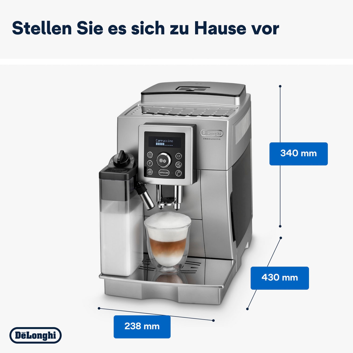 De'Longhi Kaffeevollautomat »ECAM 23.466.S«, mit LatteCrema Milchsystem, Silber