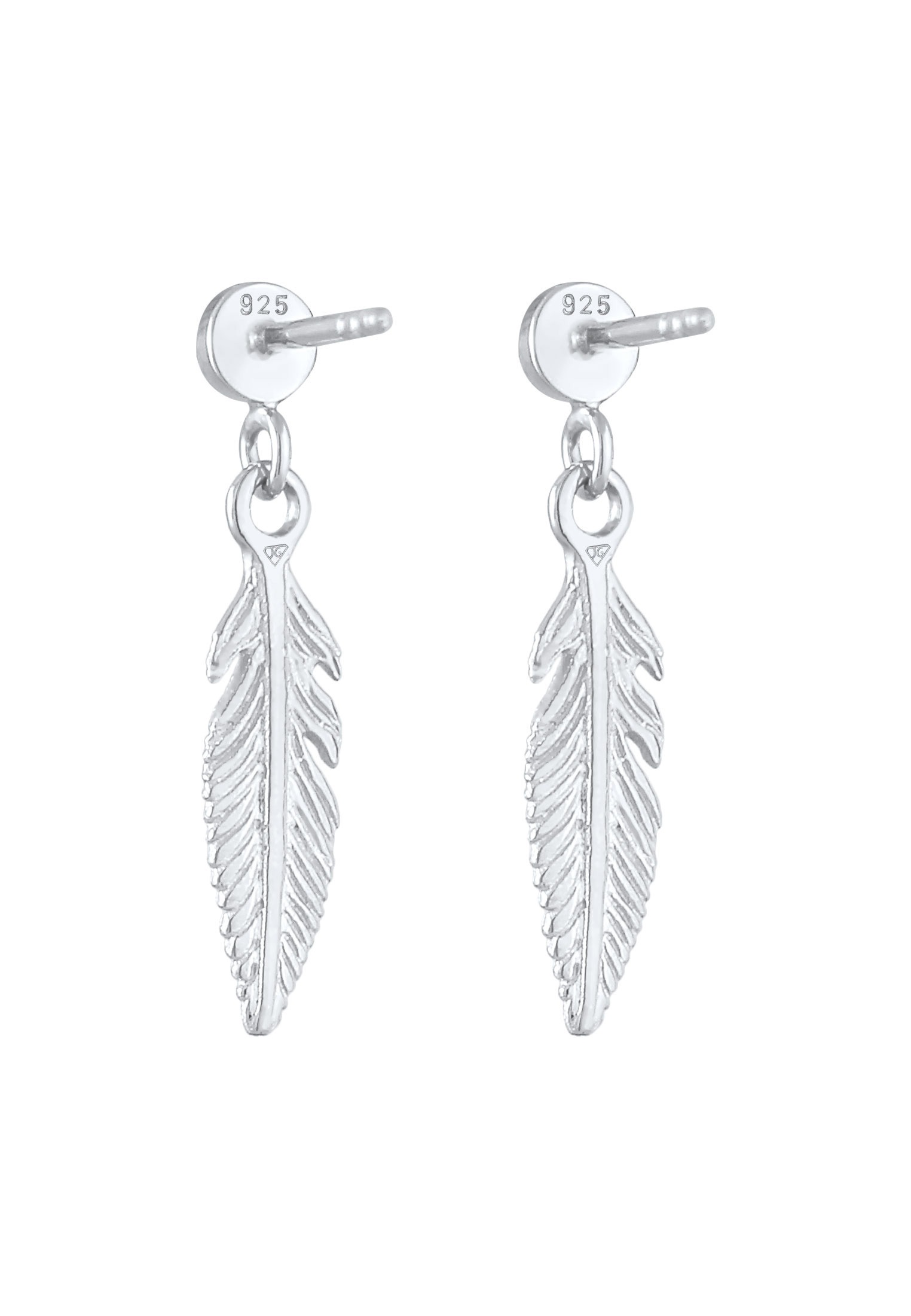 Elli Paar Ohrstecker »Ohrringe Feder Boho Hippie Mondstein 925 Silber«