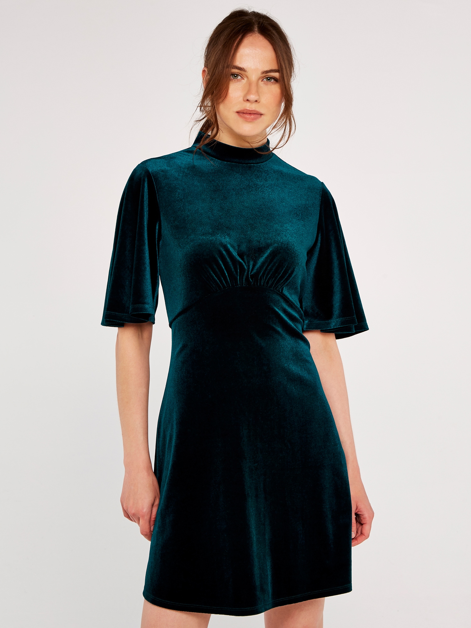 Apricot Minikleid »Samtminikleid« mit weiten Ärmeln