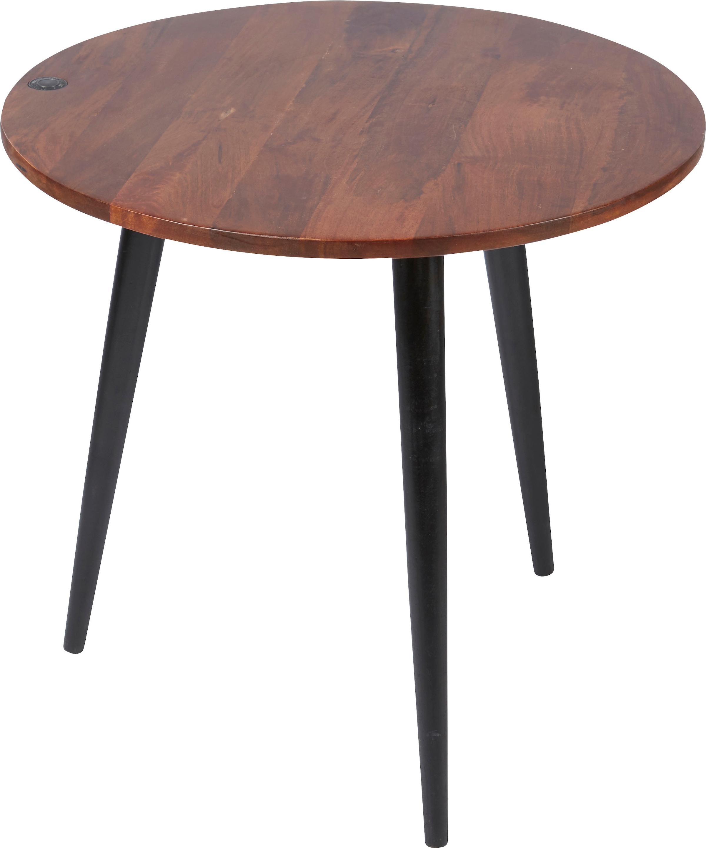 TOM TAILOR HOME Beistelltisch »T-WOOD TABLE MEDIUM«, Beistelltisch mit Knopfdetail, dunkles Mangoholz und schwarze Beine