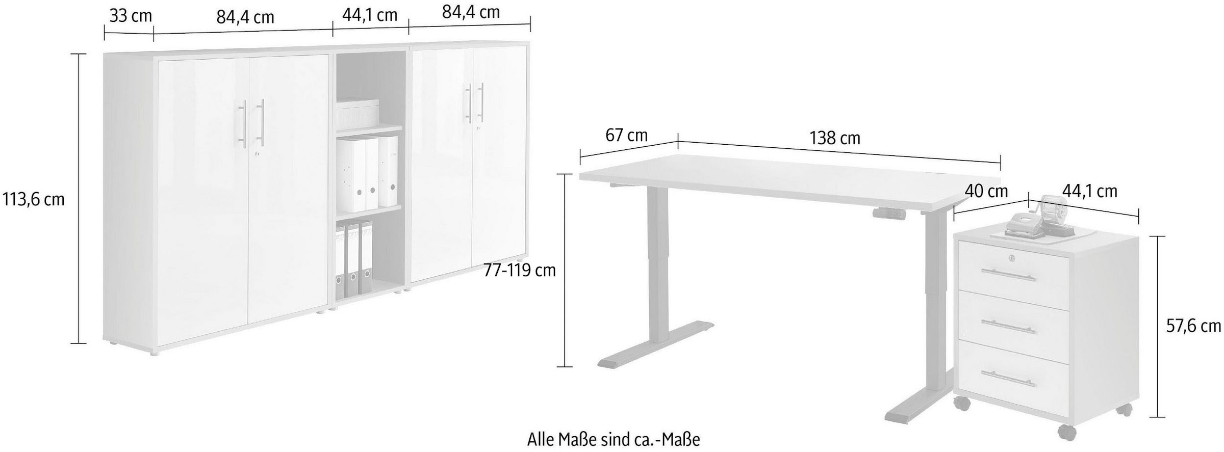 (Set, St.), elektrisch Schreibtisch »Tabor«, Möbel höhenverstellbarem mit Büromöbel-Set bequem 5 kaufen BMG