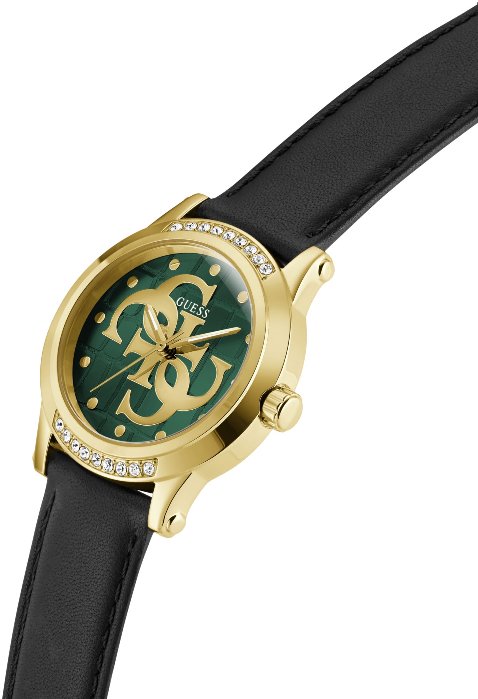 Guess Quarzuhr »ANNETTE« Armbanduhr, Damenuhr, Lederarmband, analog