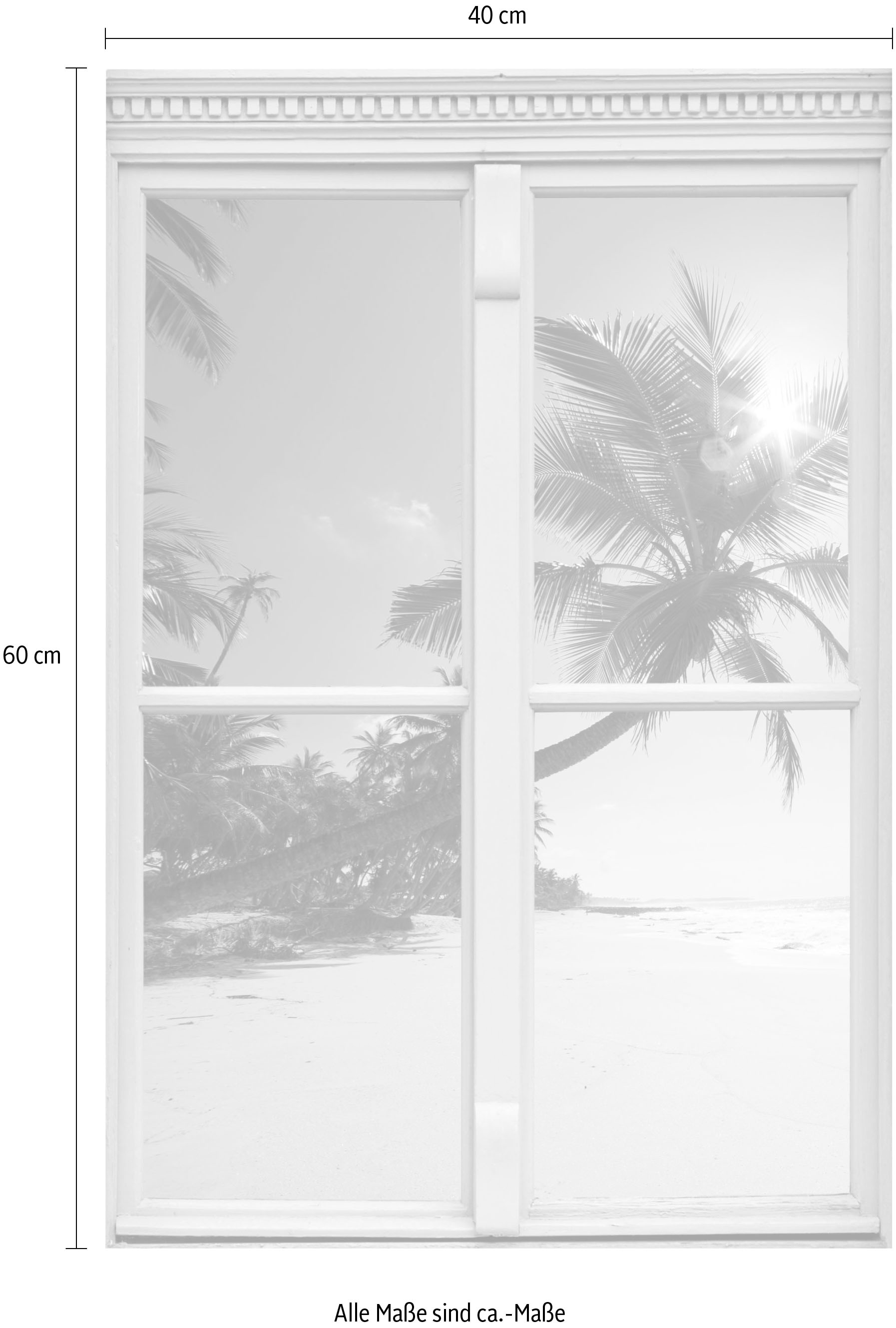 queence Wandsticker »Palmenstrand« Wandsticker, Wandbild, selbstklebend, 3D, Fenster