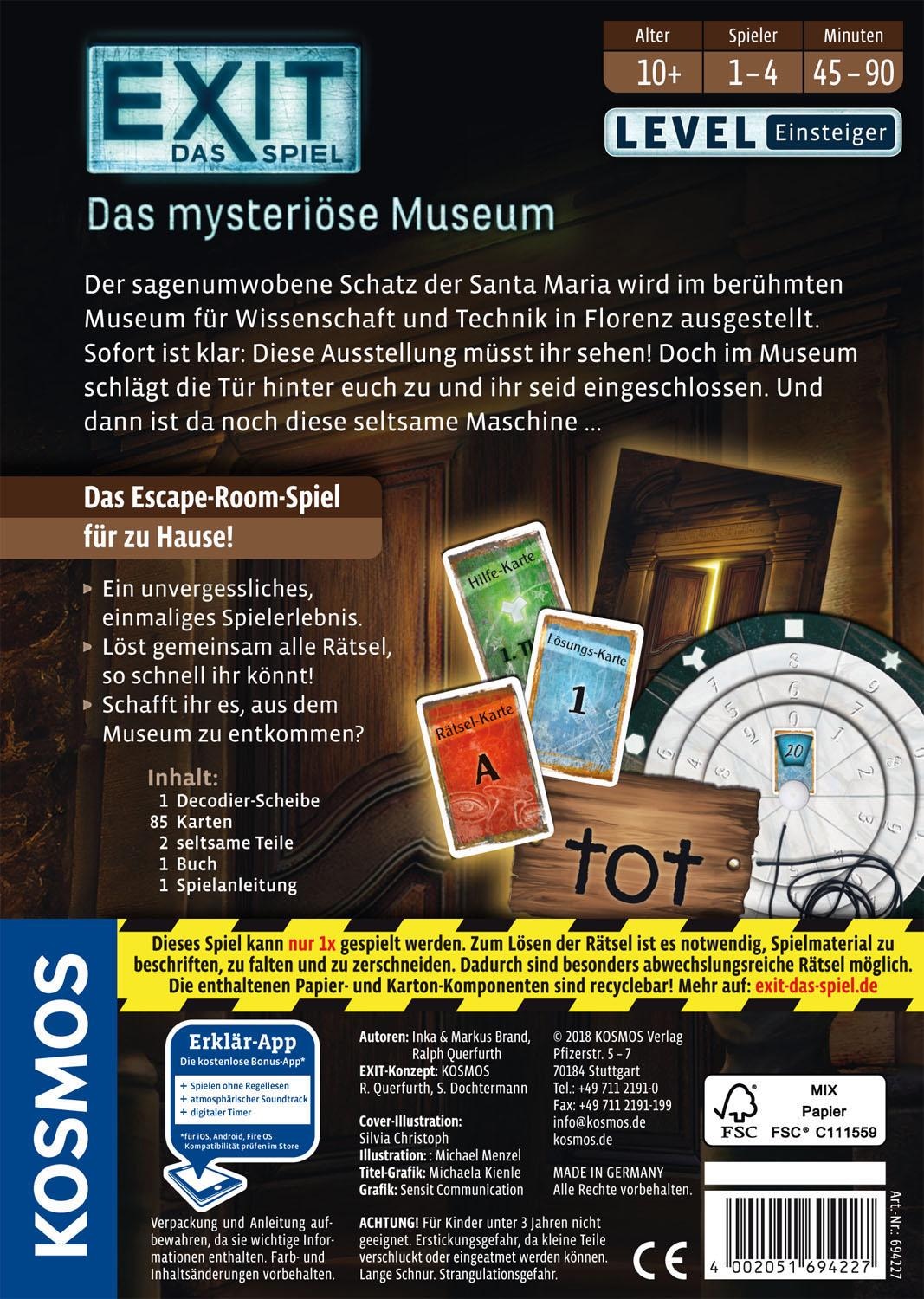 Kosmos Spiel »EXIT, Das mysteriöse Museum«, Made in Germany