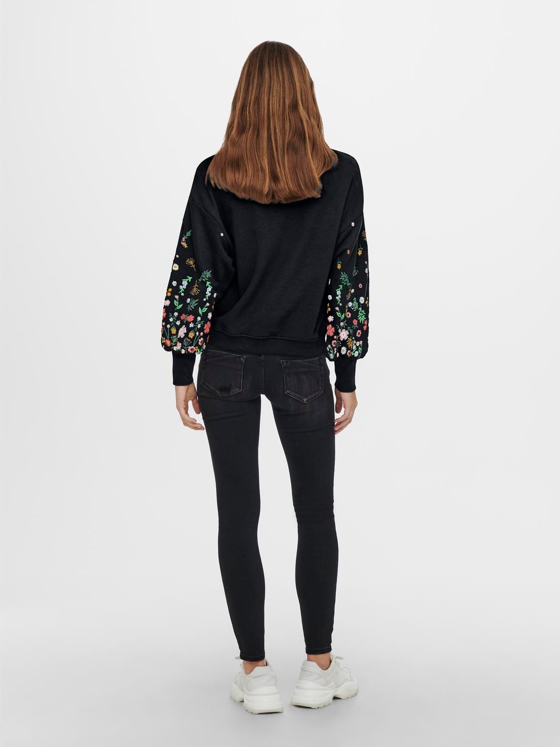 ONLY Sweatshirt »ONLBROOKE L/S O-NECK FLOWER SWT«, Baumwollmischung, regular fit

