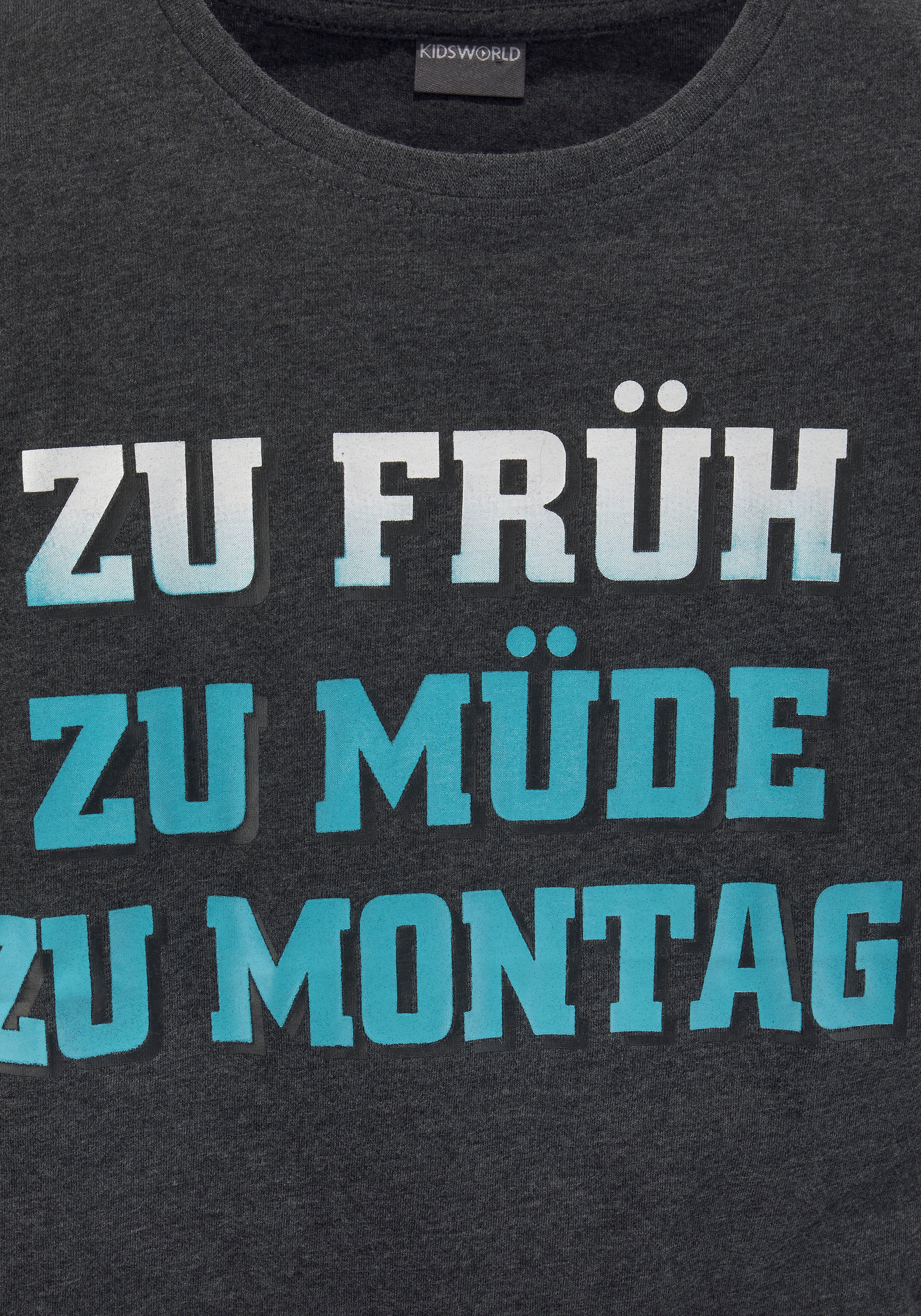 KIDSWORLD Langarmshirt »ZU FRÜH, ZU MÜDE, ZU MONTAG« bei ♕ | T-Shirts