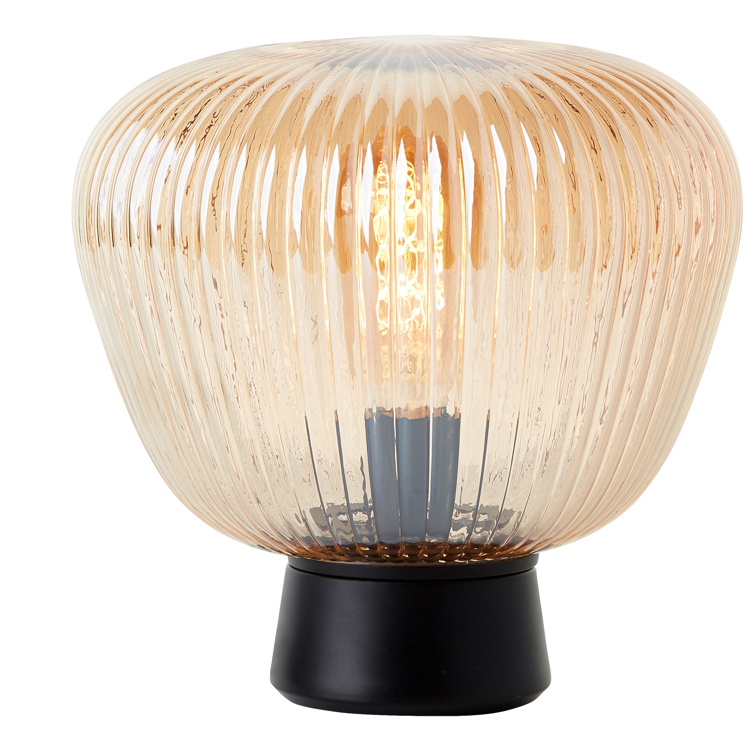 Brilliant Tischleuchte »Kaizen«, 1 flammig, Leuchtmittel E27 | ohne Leuchtmittel, Riffelglas, 25 x 25 cm, E27, Amber-Bernsteinfarben