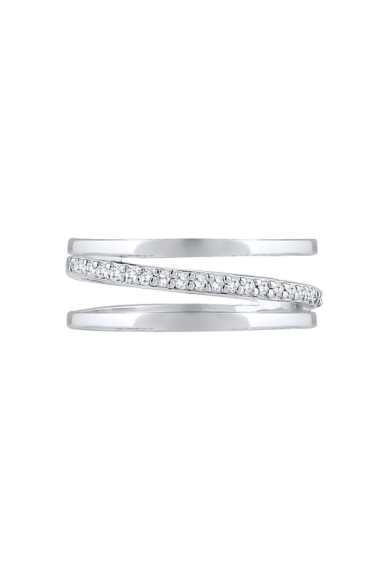 Elli Premium Fingerring »Ring Wickelring Zirkonia Weiß 925 Sterling Silber«