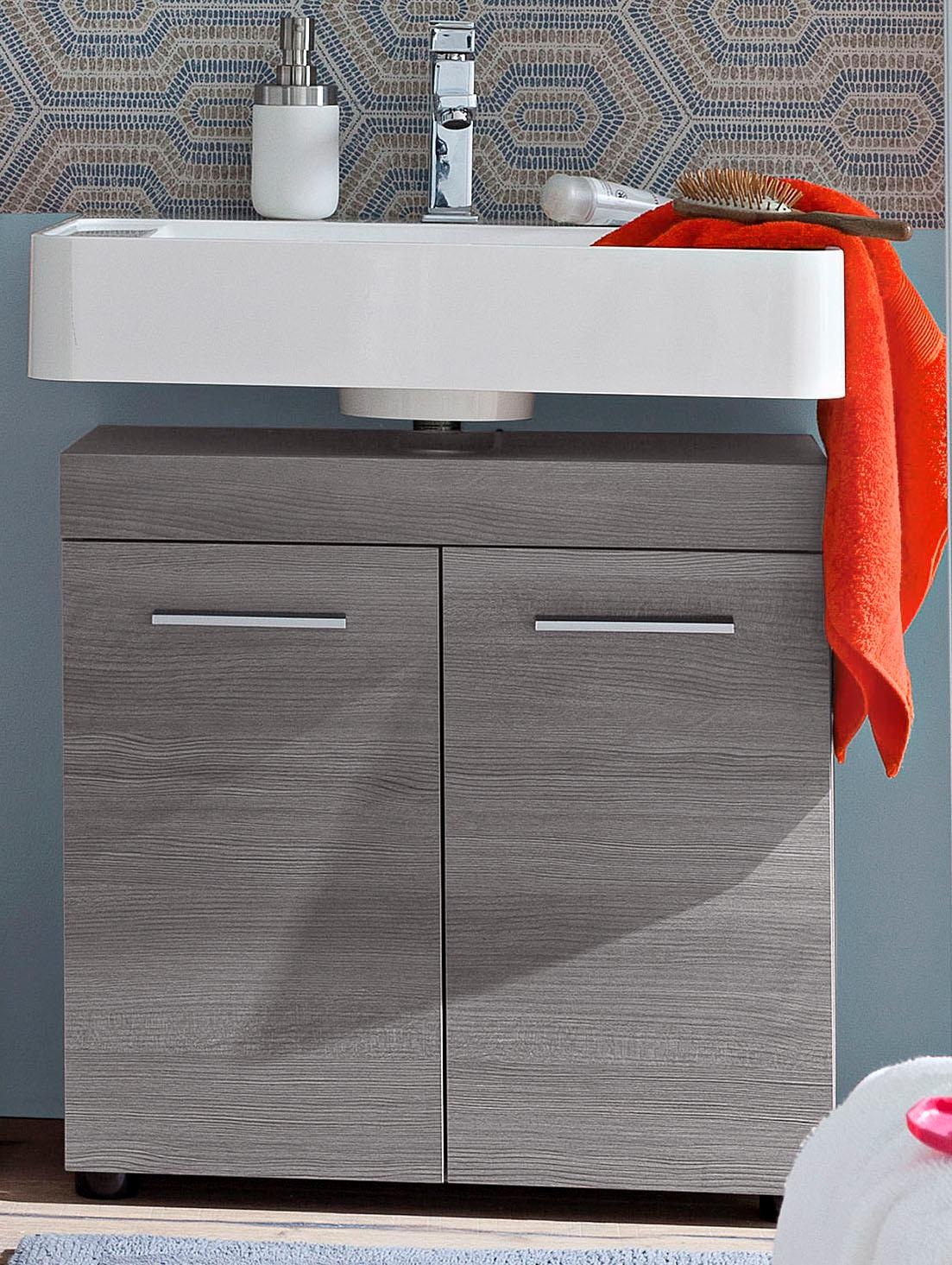 welltime Waschbeckenunterschrank »Royan«, Waschtisch mit 2 Fächern in Rauchsilber - Maße (B/T/H) 58/31/57 cm