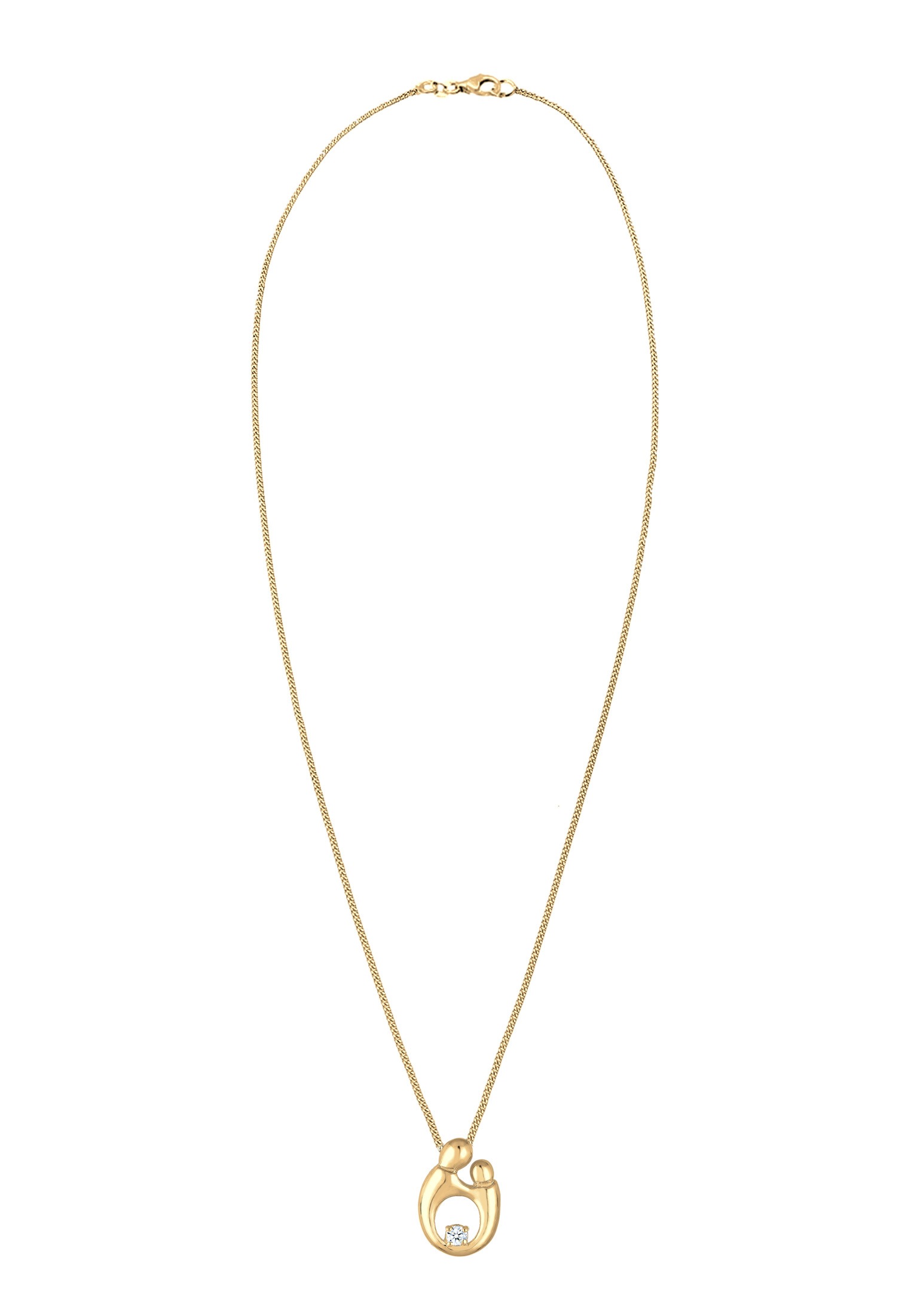 Elli DIAMONDS Silberkette »Halskette Mutter Kind Diamant (0.03 ct.) 925 Silber vergoldet«