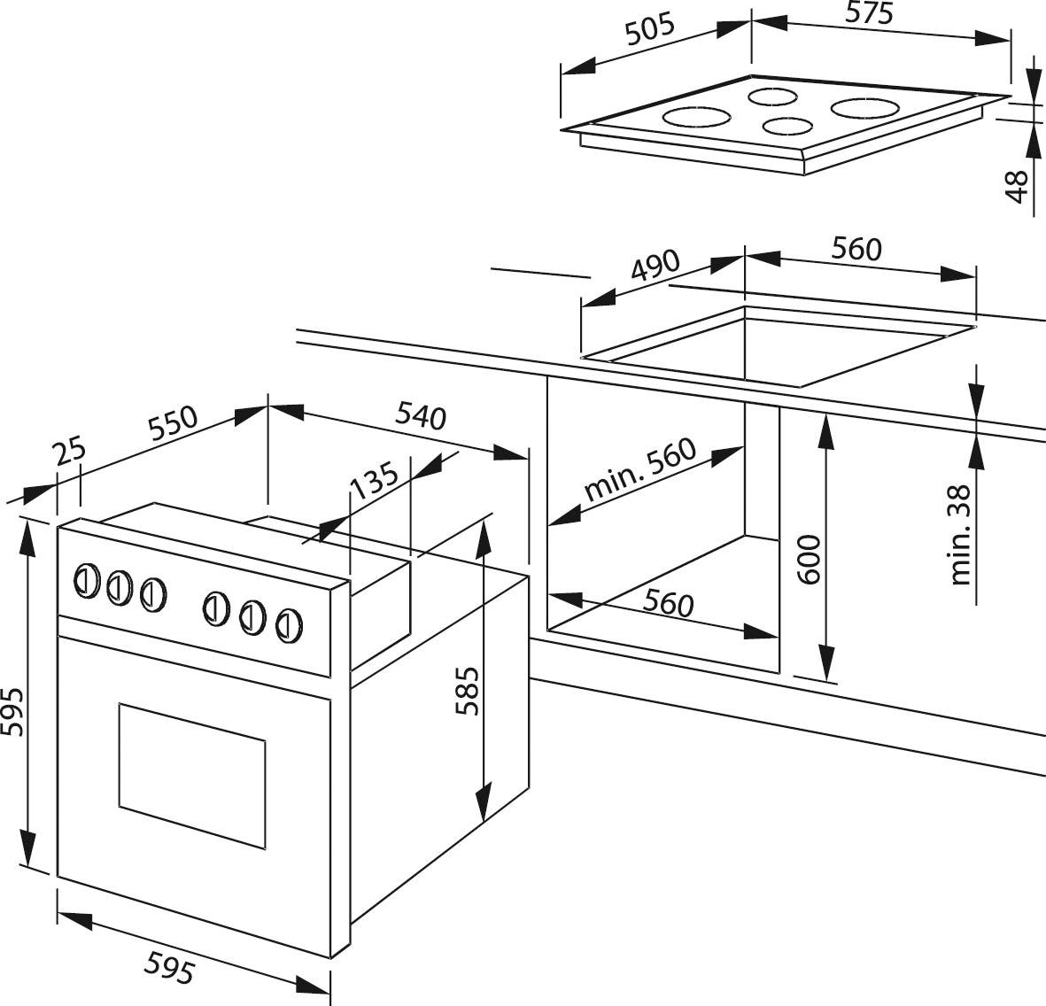 Amica Elektro-Herd-Set »EHC 12920 R«, mit Backauszug, (Set), Ofen mit 11 Programmen und zweistufig ausziehbaren Backblechschienen.