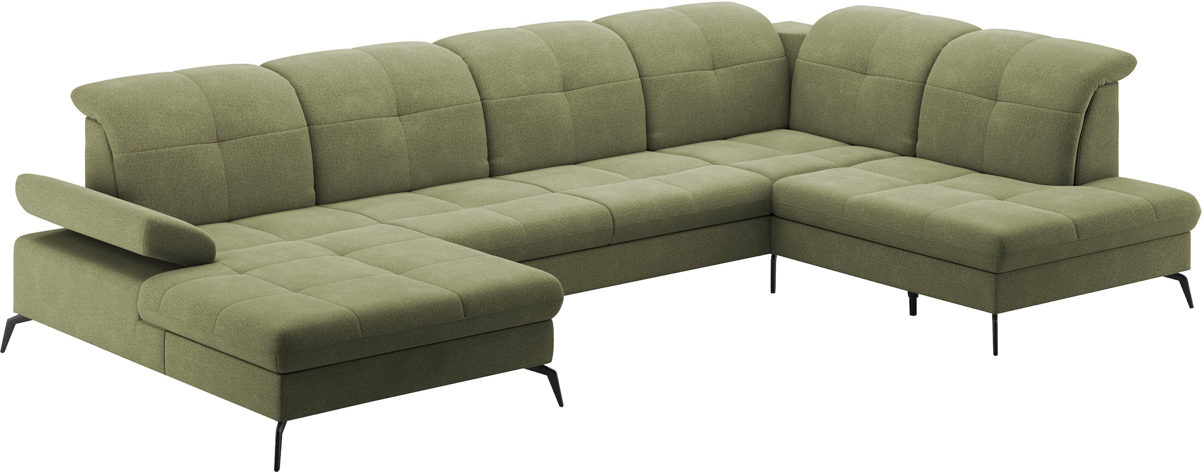 sit&more Wohnlandschaft »Amica, U-Form, inkl. Sitztiefenverstellung und Armteilverstellung«, wahlweise mit Kopfteilverstellung, Bettfunktion und Bettkasten