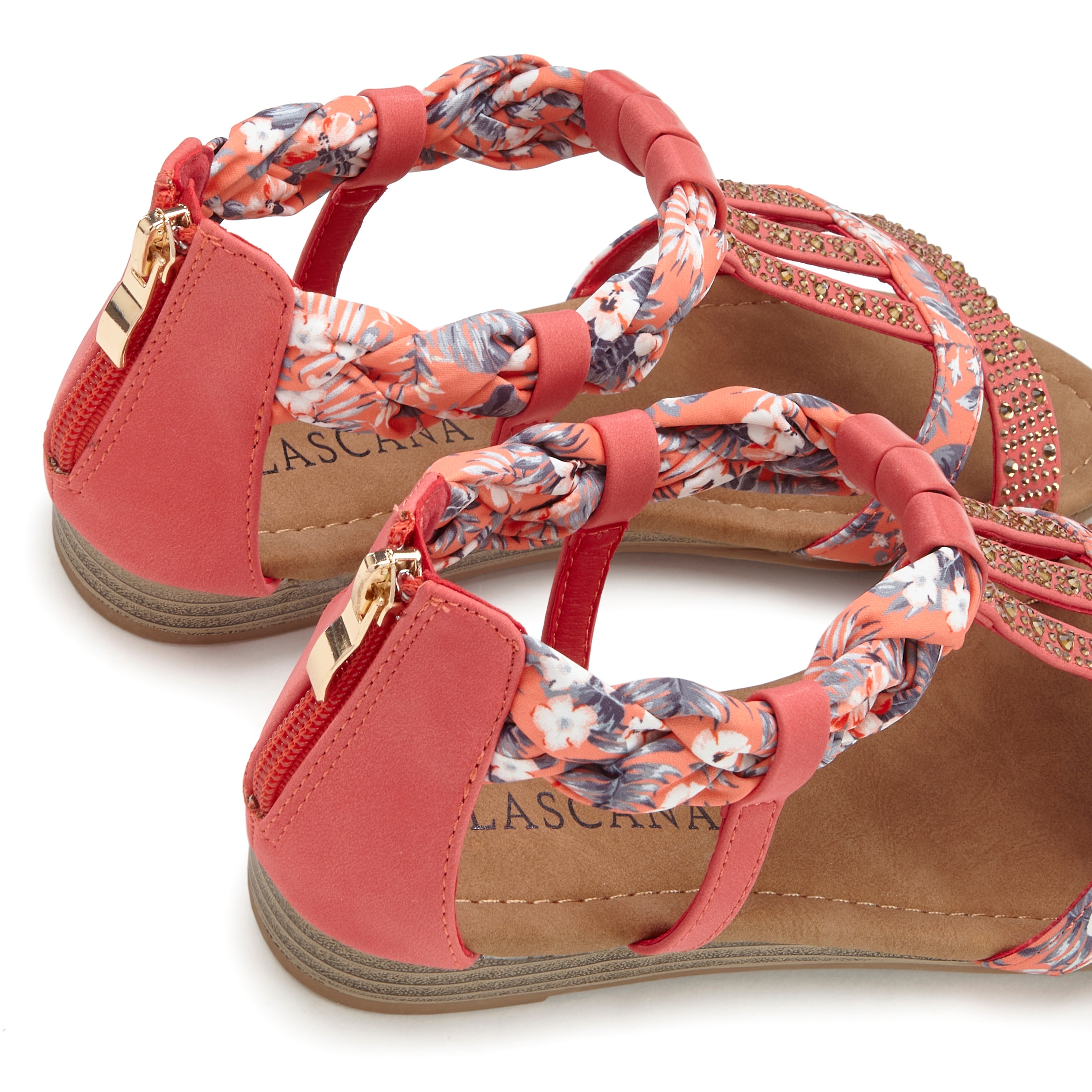LASCANA Sandale »Sommerschuh«, Sandalette, Sommerschuh mit Verzierung und kleinem Keilabsatz VEGAN