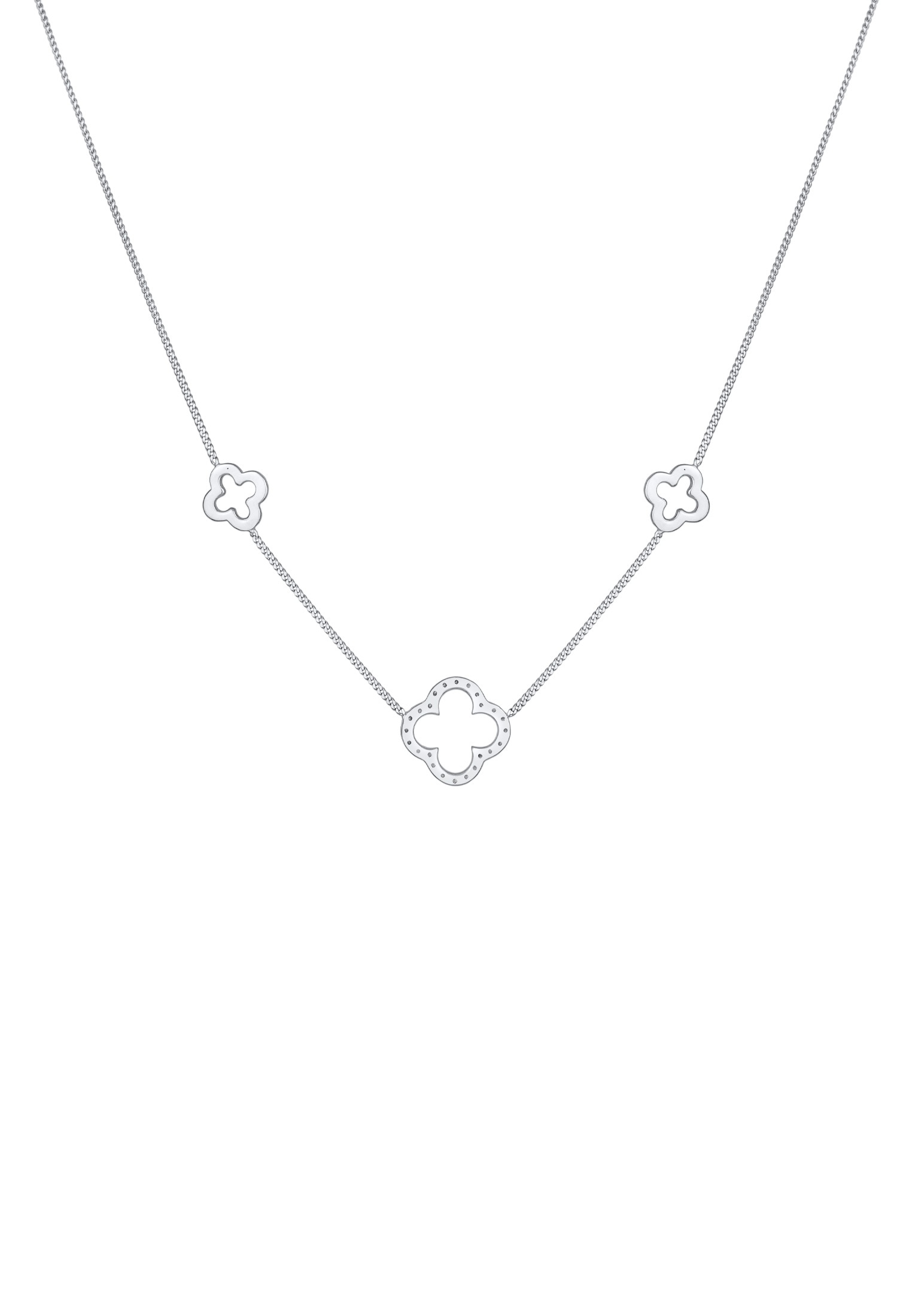 Elli Silberkette »Halskette Kleeblatt Glück Zirkonia 925 Silber«