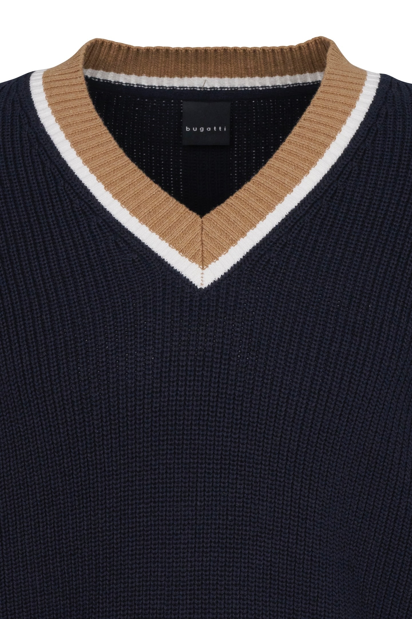 bugatti V-Ausschnitt-Pullover, mit V-Ausschnitt und aus 100 % Baumwolle