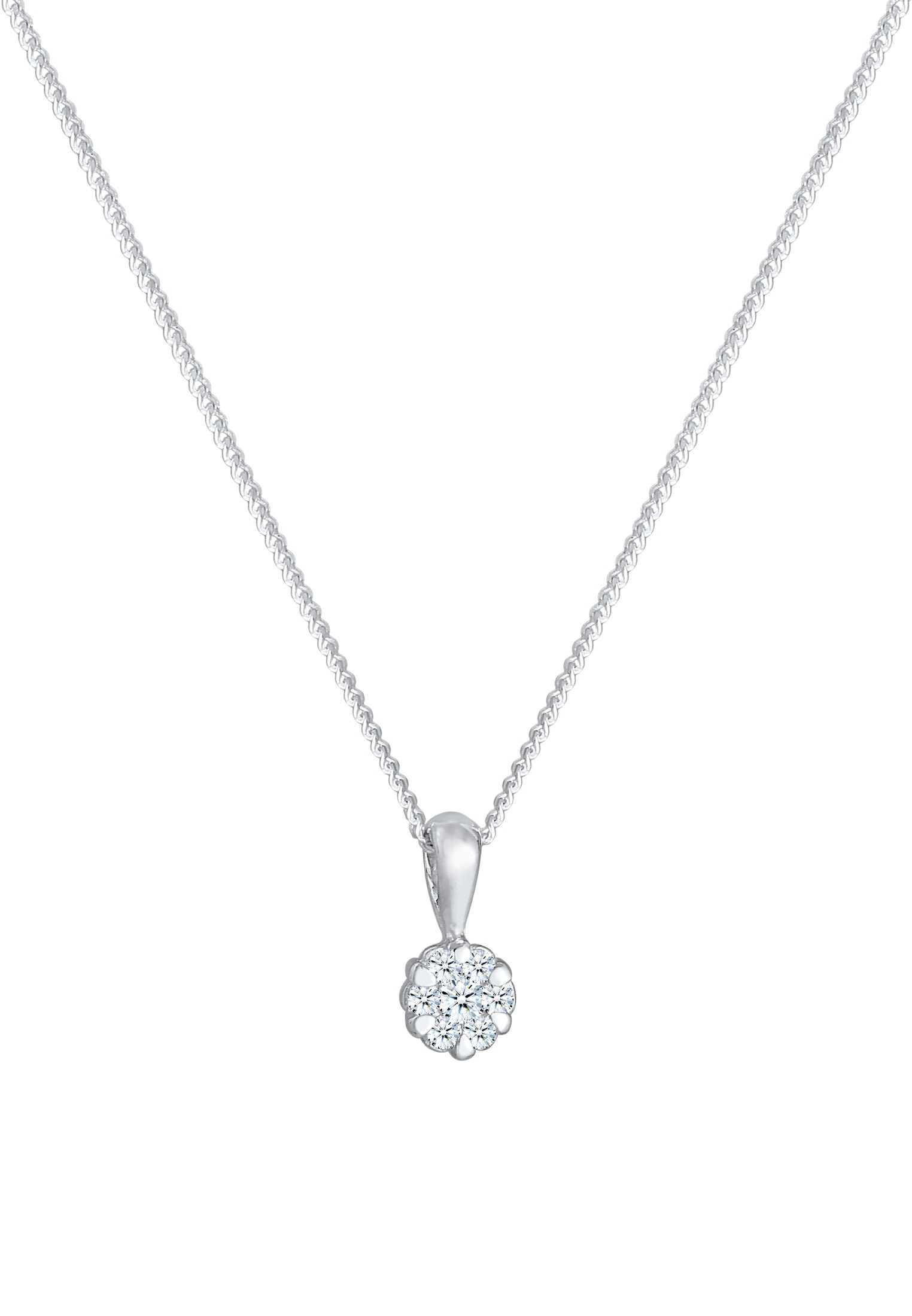Elli DIAMONDS Silberkette »Halskette Anhänger Brilliant Diamant (0.12 ct.) 925 Silber«