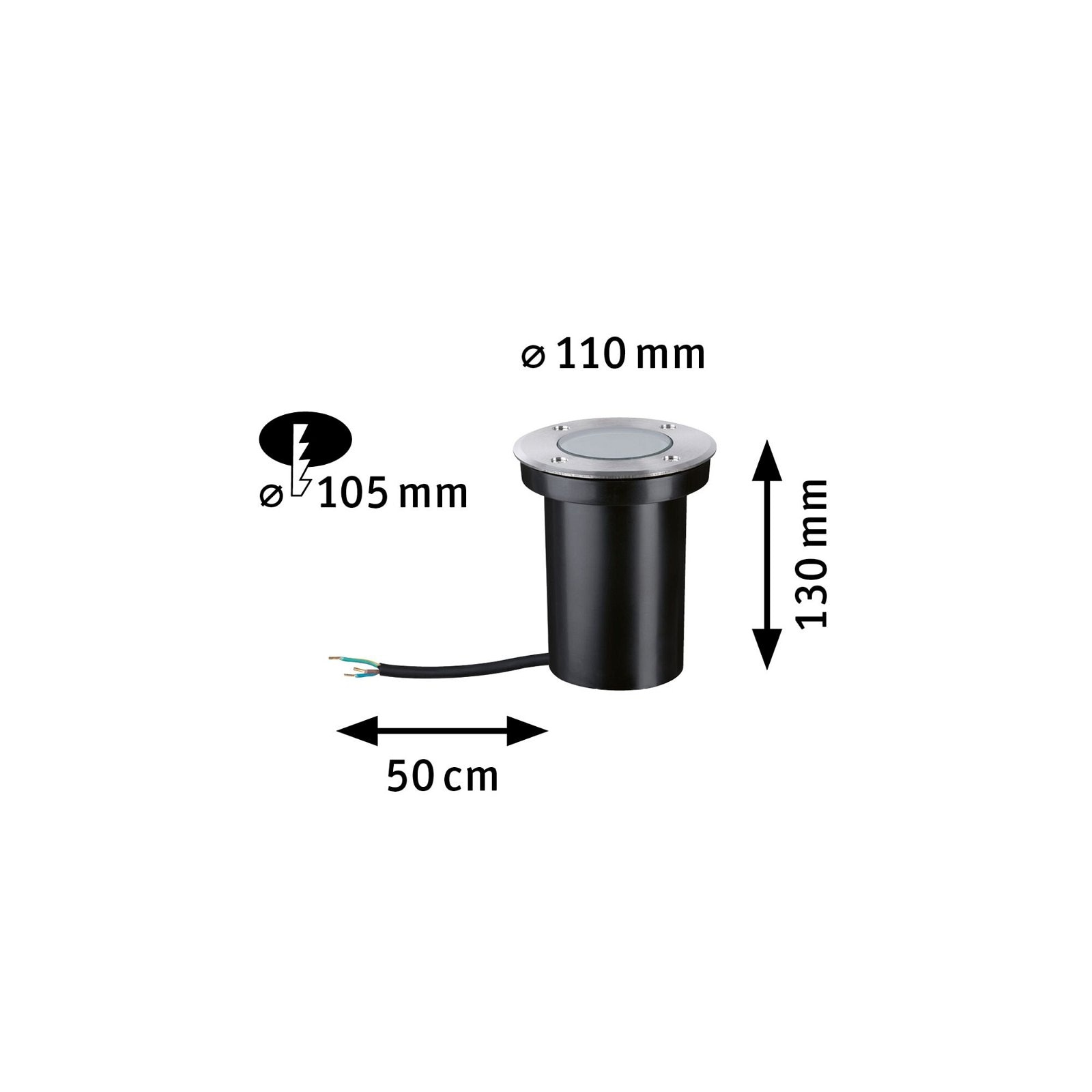 Paulmann LED Einbauleuchte »IP65 110mm 2200K 4,3W 320lm 230V Edelstahl gebürstet, Kunststoff«, 1 flammig, Leuchtmittel GU10 | LED fest integriert, Bodeneinbauleuchte Goldlicht insektenfreundlich