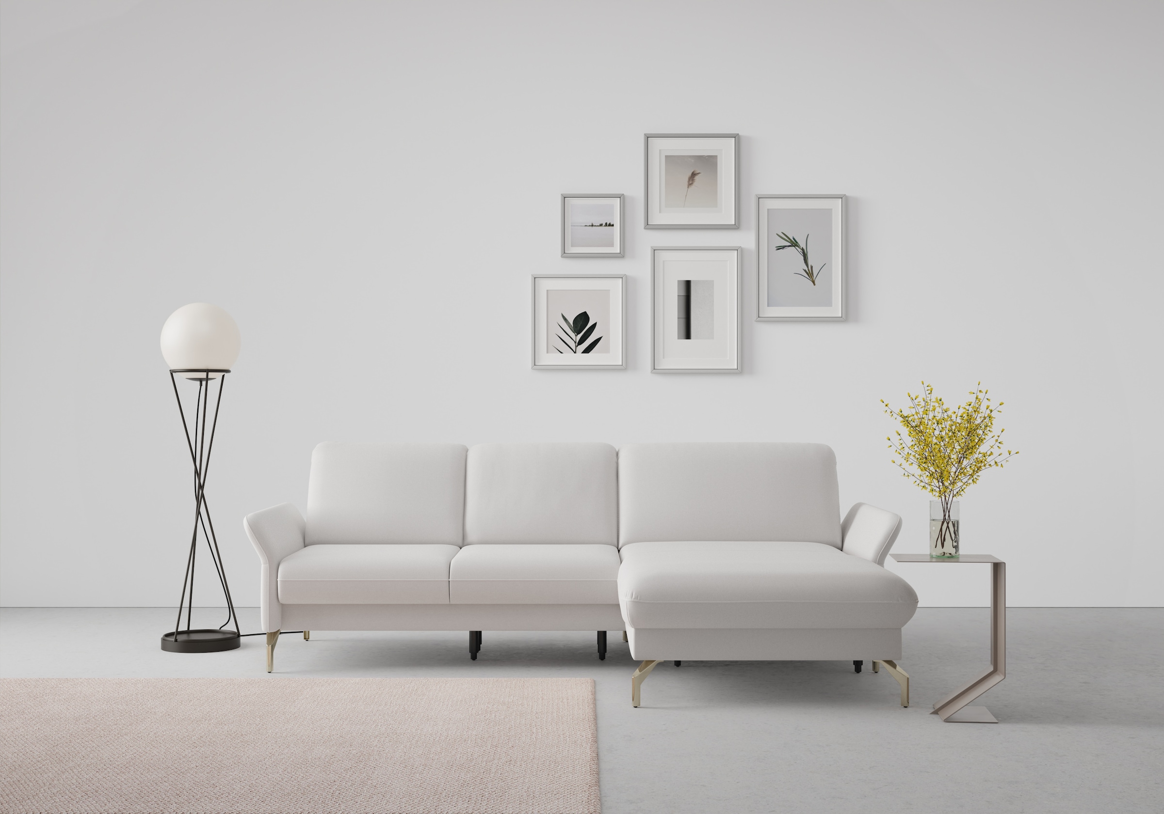 sit&more Ecksofa »Fashion L-Form«, wahlweise mit Kopfteilverstellung, Vorziehsitz, motorisch, Nickelfüße