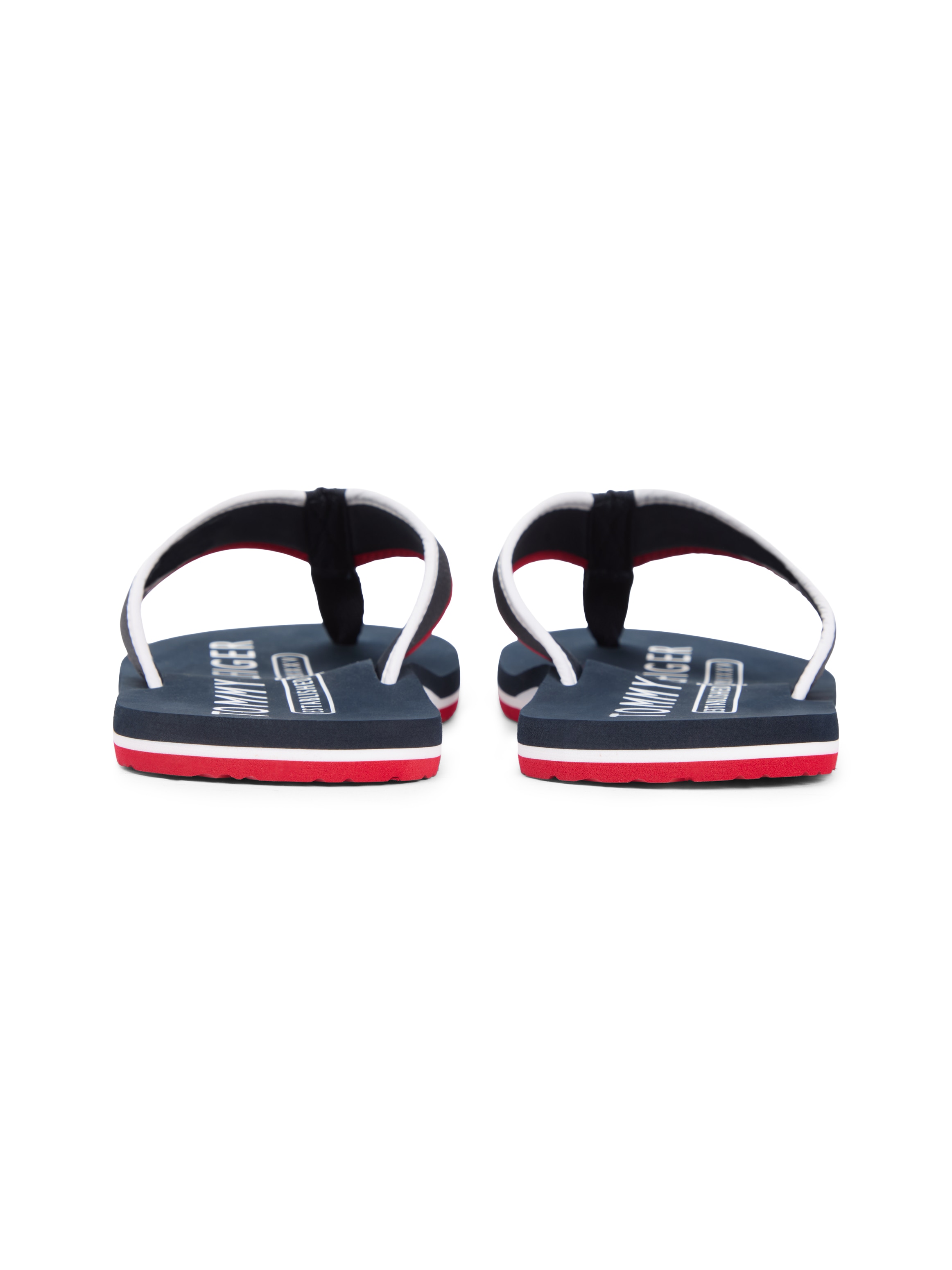 Tommy Hilfiger Zehentrenner »HILFIGER TUMBLE BEACH SANDAL«  , Sommerschuh, Badeschuh mit dreifarbiger Laufsohle