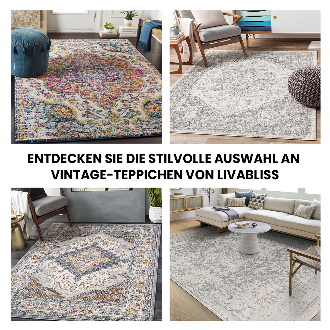 Livabliss Teppich »CASABLANCA«, rechteckig, 12 mm Höhe, Vintage Orientteppich, Kurzflor Boho Wohnzimmerteppich, Läufer