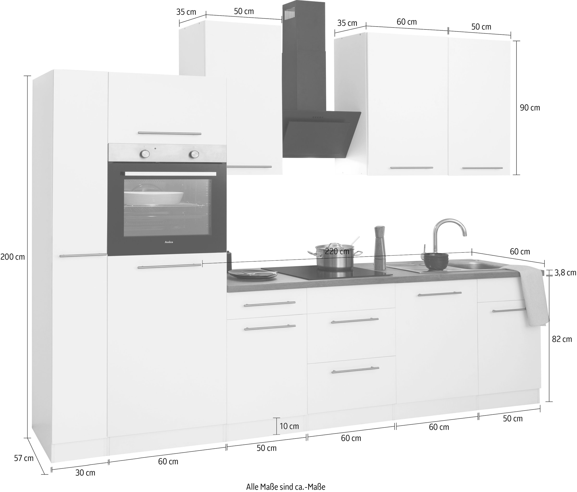 wiho Küchen Küchenzeile »Unna«, mit Breite Raten 310 cm kaufen auf E-Geräten