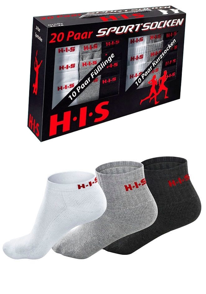 H.I.S Kurzsocken, (Box, 20 Paar), Sneakersocken mit Rechnung Frottee und kaufen auf