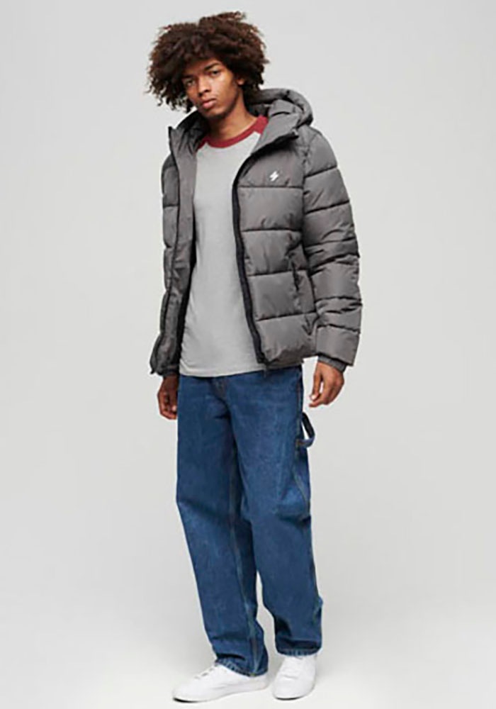 Superdry Steppjacke »HOODED SPORTS PUFFR JACKET«, mit Kapuze, mit kontrastfarbener Stickerei