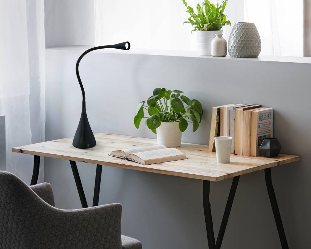 EGLO Tischleuchte »SNAPORA Tischlampe, Kunststoff und Alu, Schreibtischlampe, Bürolampe« LED-Modul 1 Stk. Warmweiß Tischleuchte, H48,5 cm, schwarz, 3W inkl.