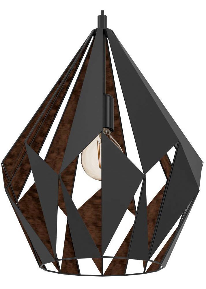 EGLO Hängeleuchte »CARLTON 1 Pendellampe, Stahl, E27, IP20, Retro, Esstischlampe, Lampe« E27 1 Stk. Hängeleuchte, H150 x Ø38,5 cm, schwarz, kupfer, 1X60W exkl.