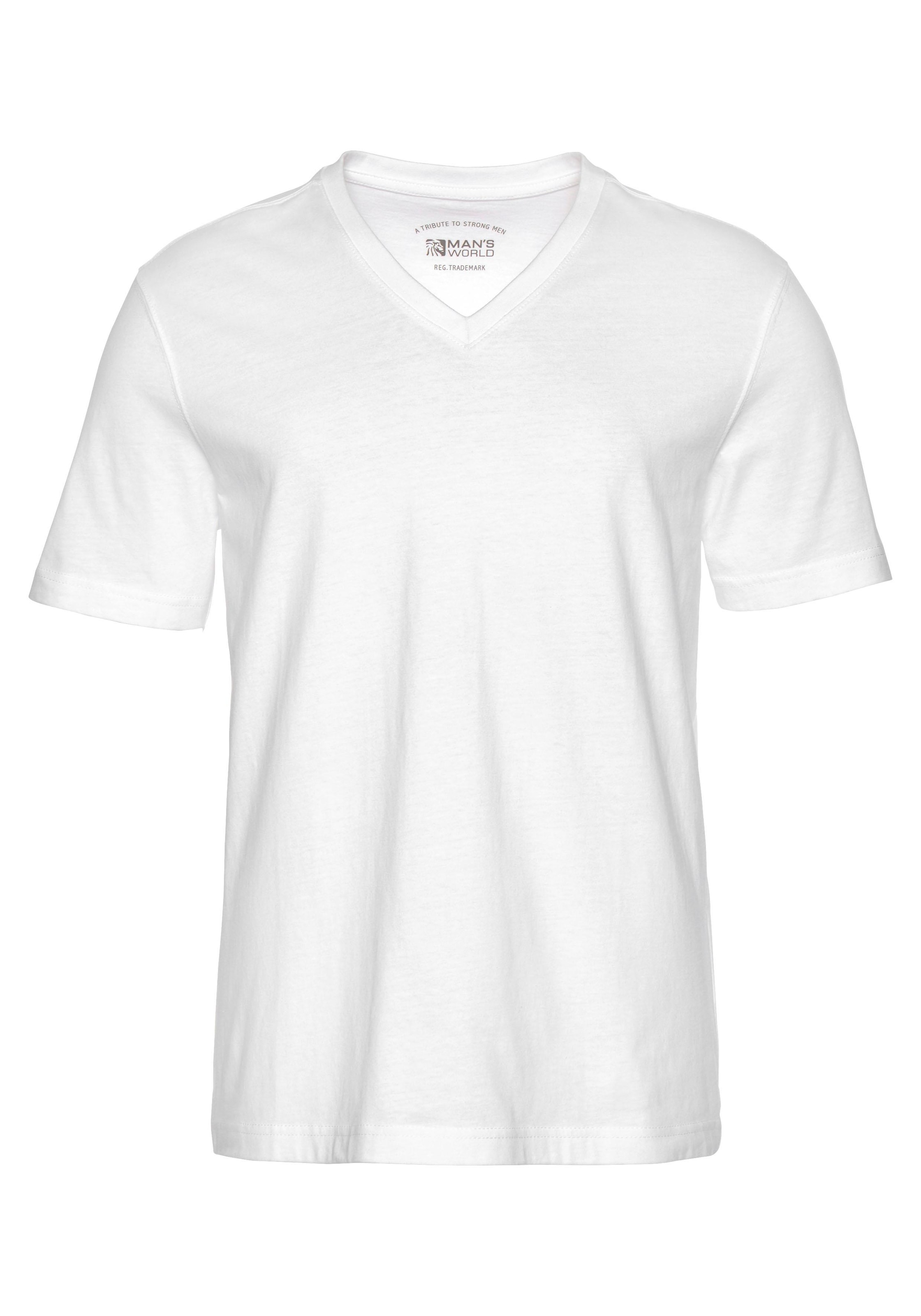 Man's World V-Shirt, (Packung, 3 tlg., 3er-Pack), Kurzarm, aus Baumwolle
