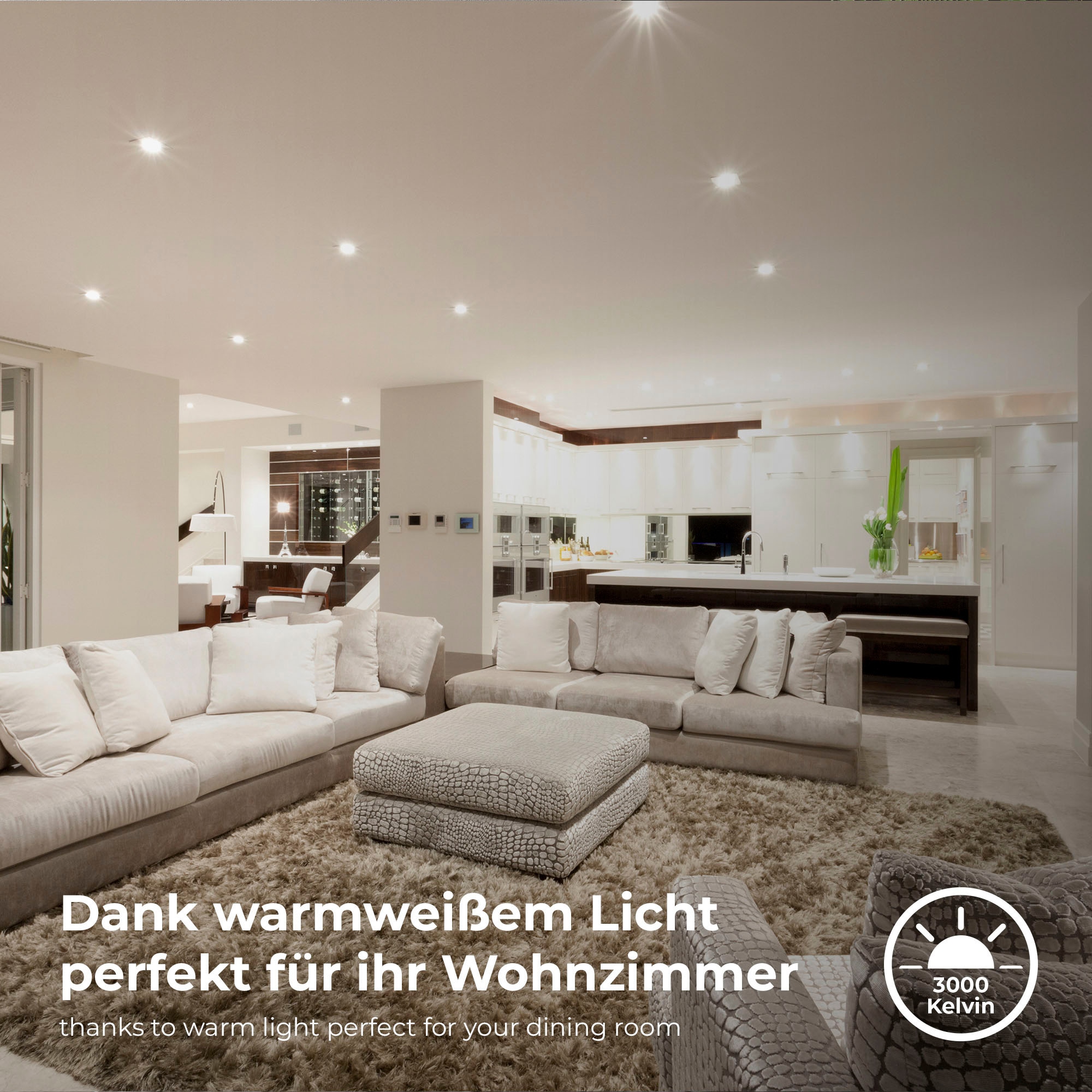 B.K.Licht LED Einbauleuchte »BK_EL1571 LED Einbauleuchten IP65 5er-Set Kunststoff Chrom«,  4,9W 480lm 3.000K