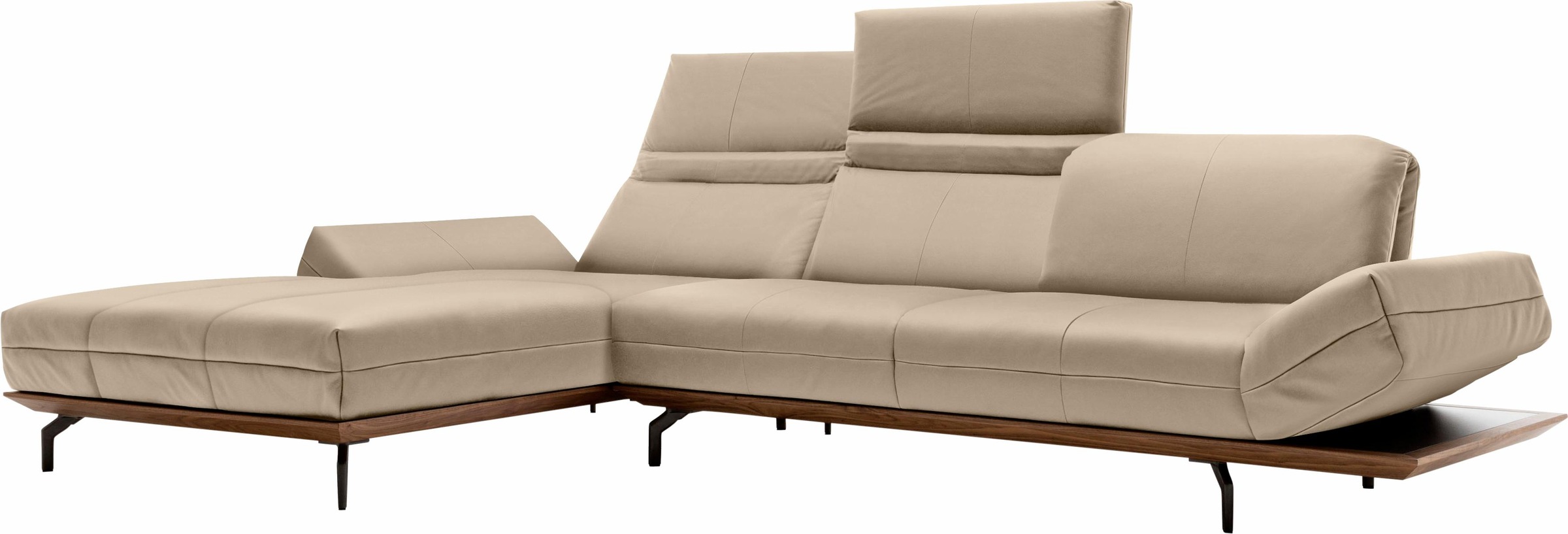 Creation BY ROLF BENZ Ecksofa »CR.420, Designecksofa, L-Form«, in 2 Qualitäten, Holzrahmen in Eiche Natur oder Nußbaum, Breite 293 cm