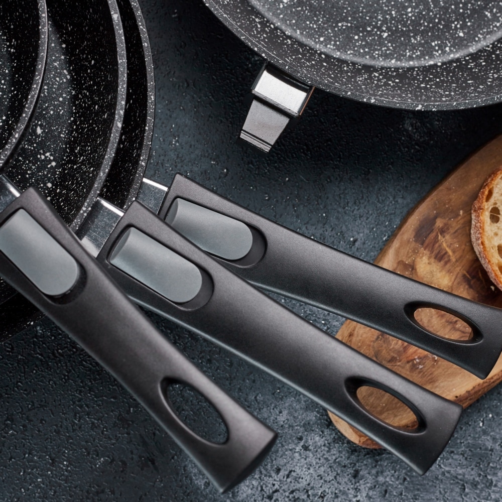 RESTO Kitchenware Bratpfanne »Aries, tiefe Wokpfanne mit vierschichtiger Marmor-Antihaftbeschichtung«, Aluminium, (1 tlg.), mit einem abnehmbaren Griff - backofenfest, spülmaschinenfest