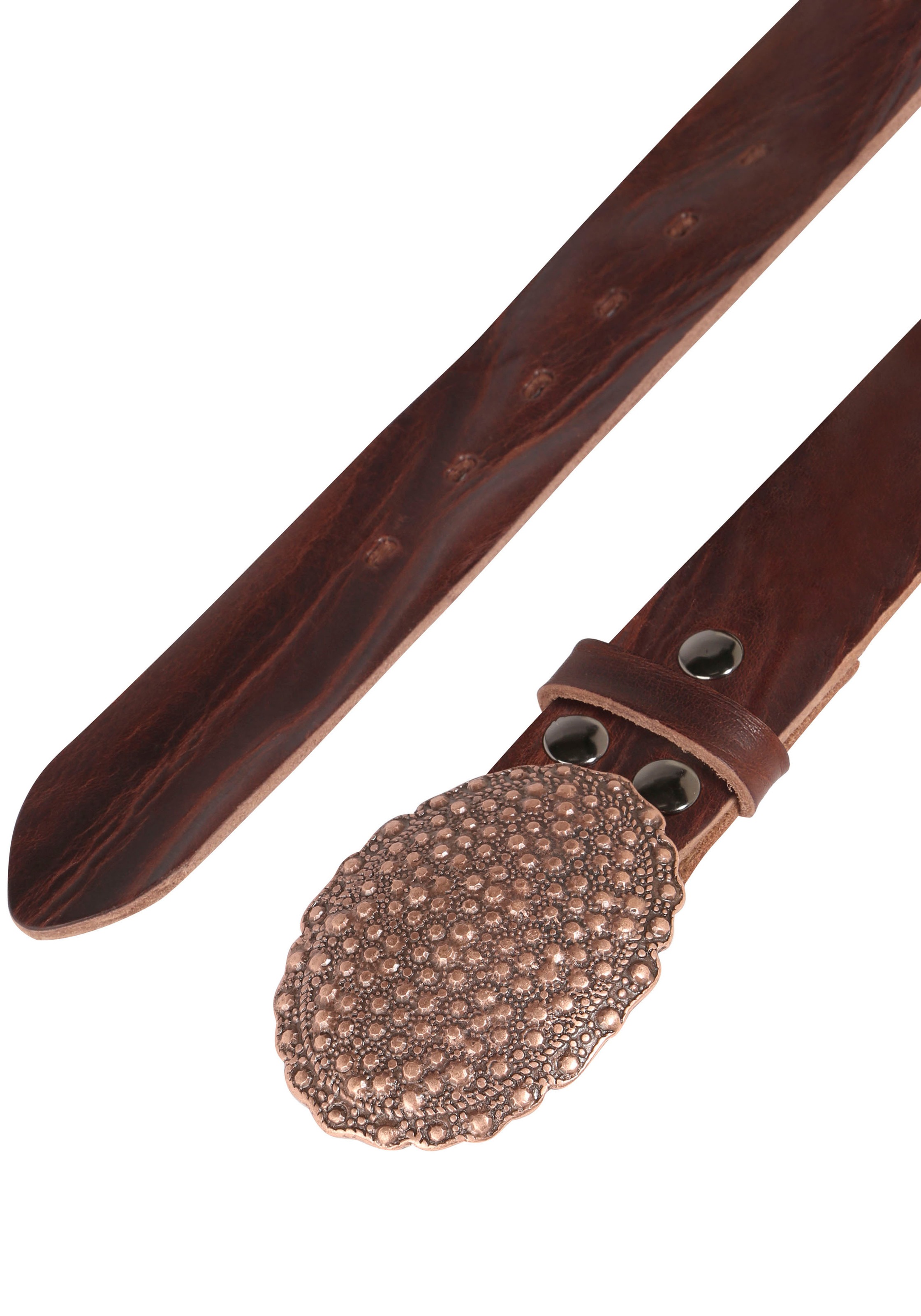 Rettungsring Gürtel Ledergürtel mit austauschbarer Schließe »Oval Nieten Kupfer«