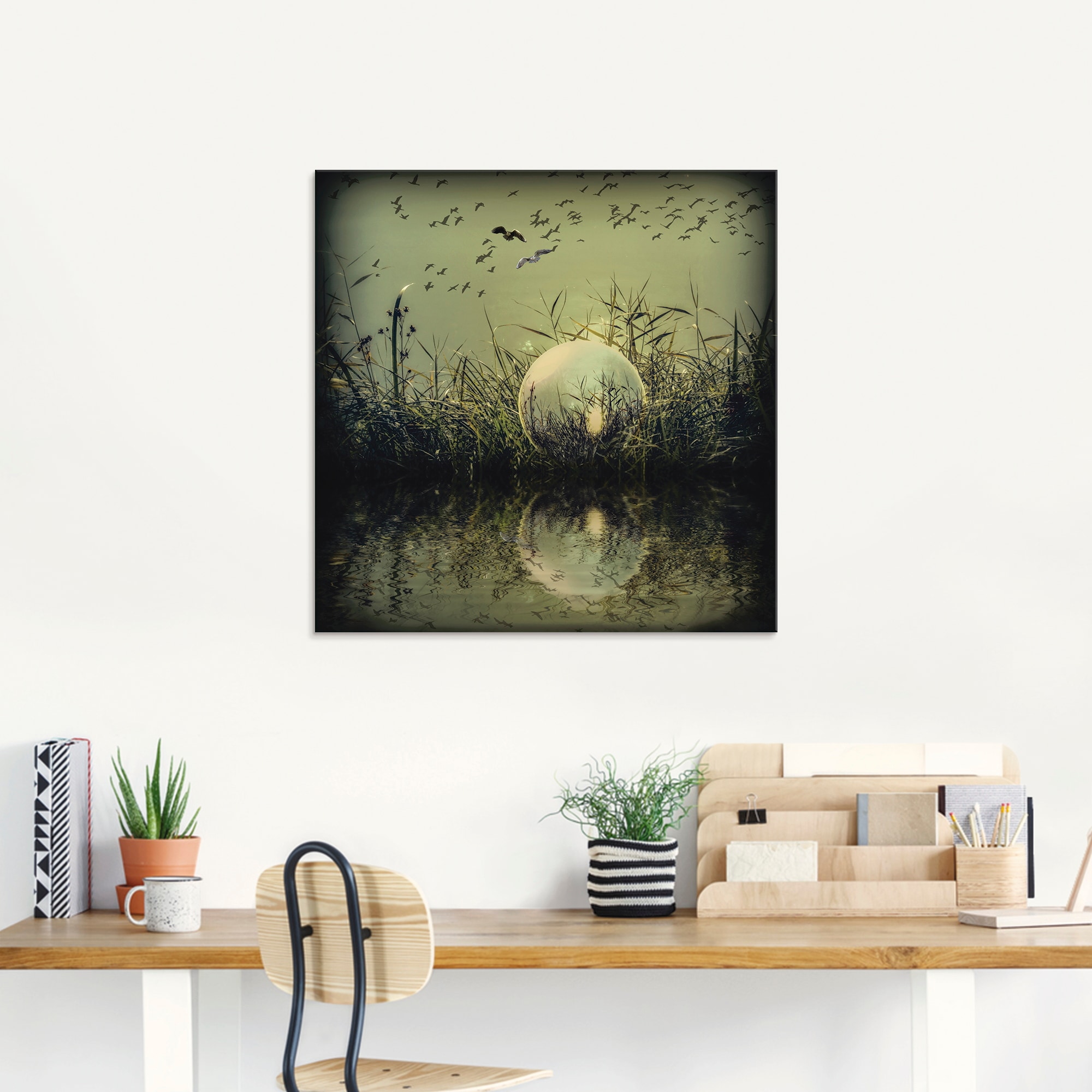 Artland Glasbild »In der Glaskugel - Mystische Au«, Landschaften, (1 St.), in verschiedenen Größen